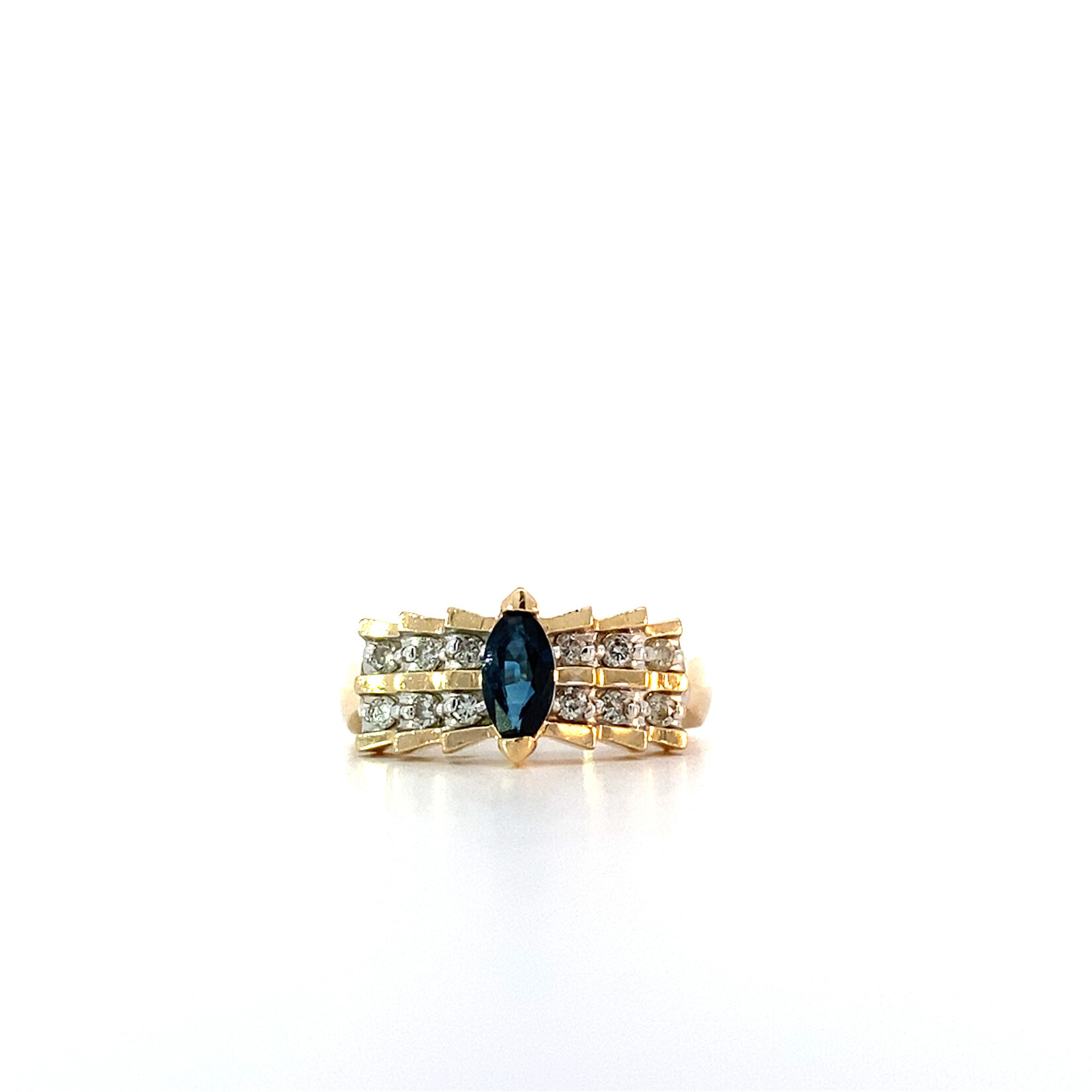 14K Yellow Gold Sapphire & Diamond Ring size z6.25