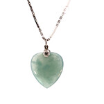 White Metal 18" Fancy Link Chain Treated Jade Heart pendant