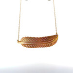 14K Yellow Gold 18" MOP Feather Necklace