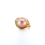 Gold Filled Wire Wrapped Mabe Pearl ring sz 6.5