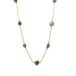 14K Yellow Gold 18" Tahitian Keshi Station Necklace