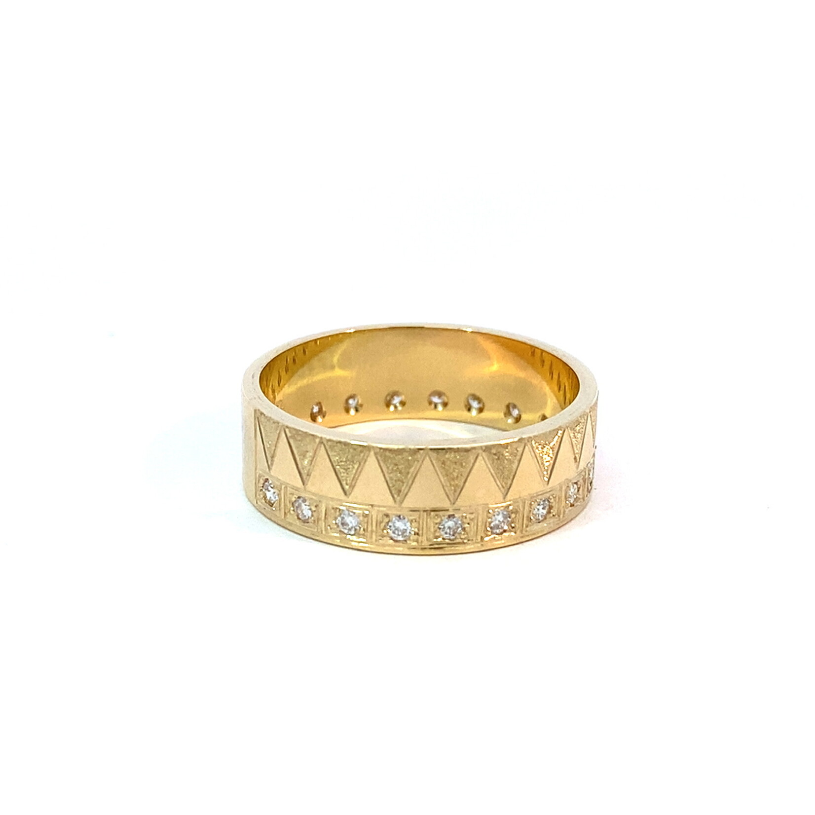 Hokuala 14K Yellow Gold 7mm Flat Heavy Hokuala Diamond Ring sz11