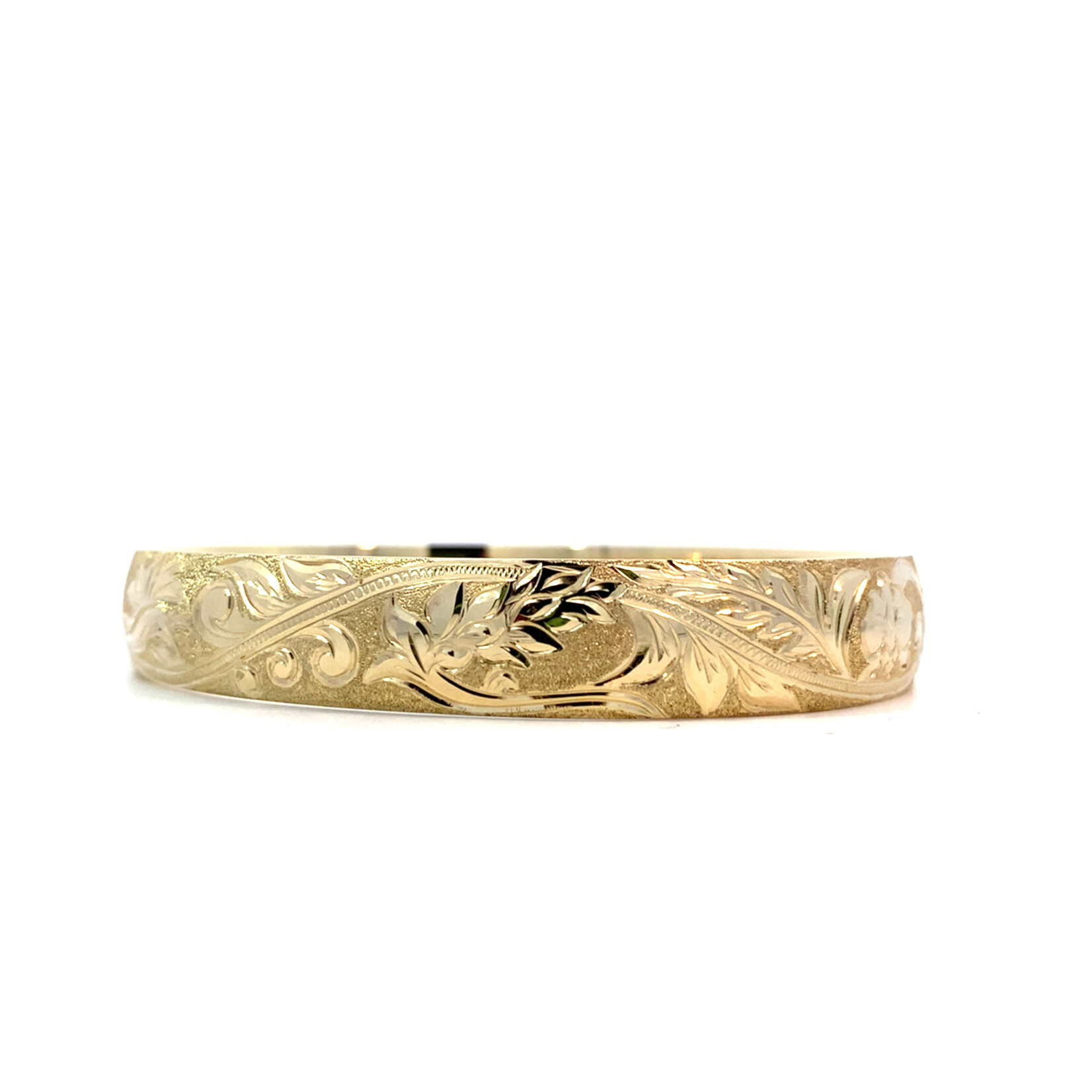 Tropical Floral 10K Yellow Gold 10mm Barrel Medium Tropical Floral sz7.5