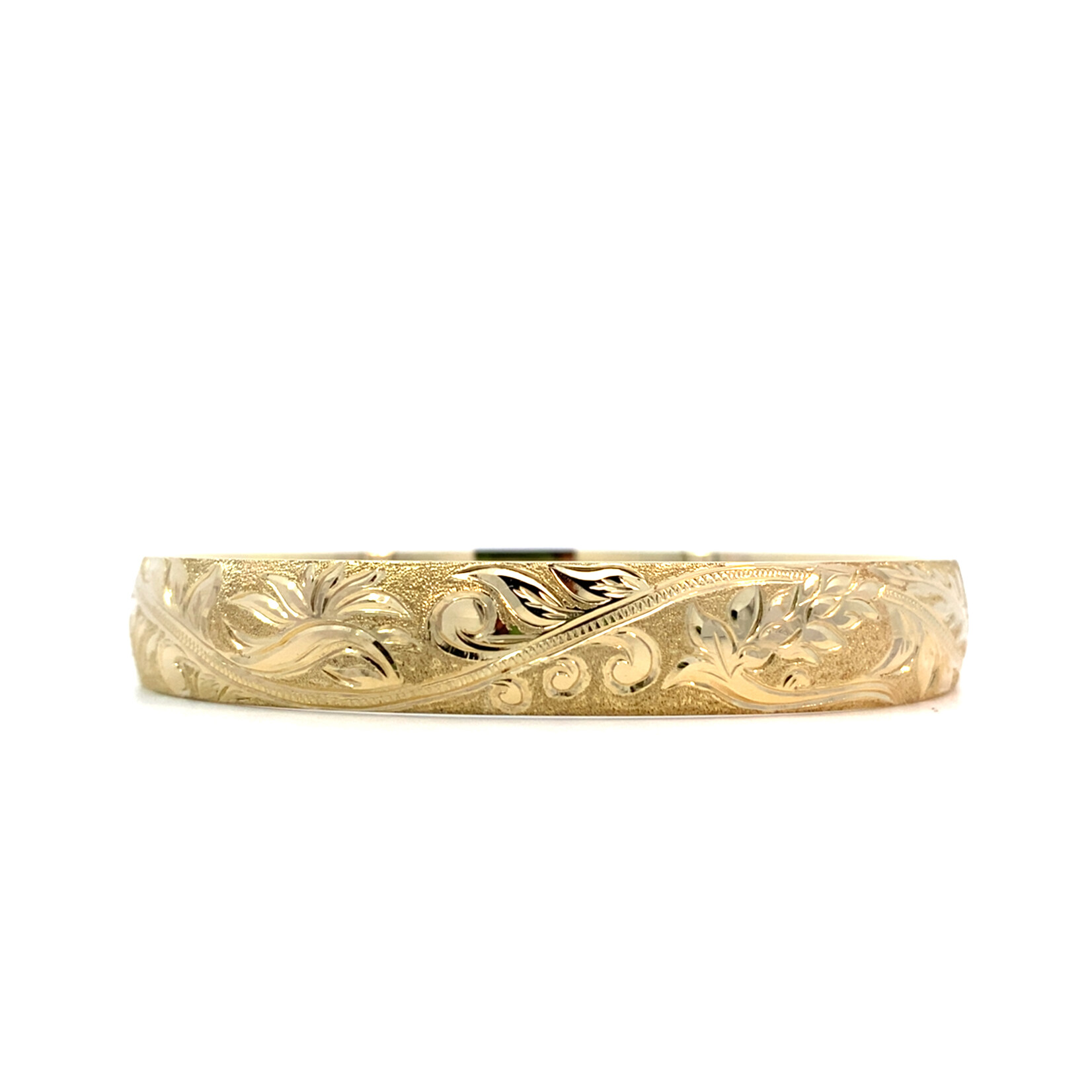 Tropical Floral 10K Yellow Gold 10mm Barrel Medium Tropical Floral sz7.5