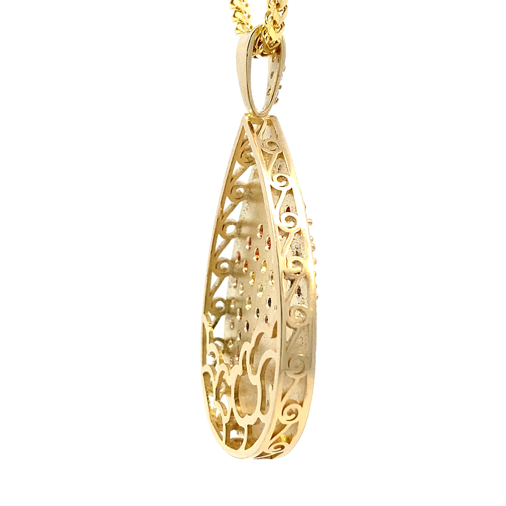 14K Yellow Gold Anuenue Multi-Color Sapphire Pendant with Diamond bail S1.71ctw D.05ctw