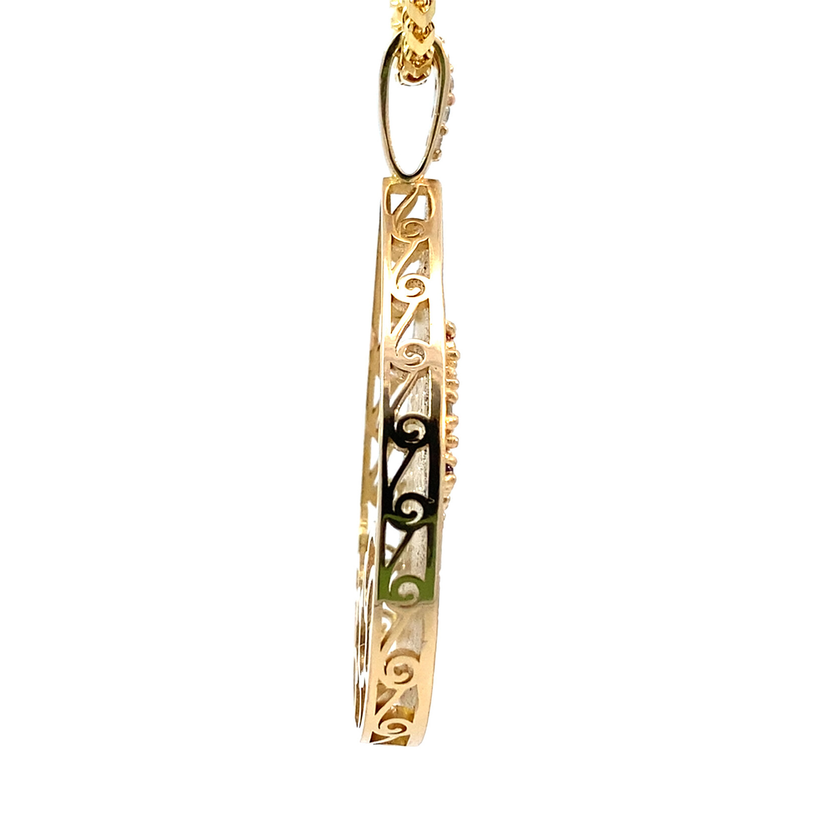 14K Yellow Gold Anuenue Multi-Color Sapphire Pendant with Diamond bail S1.71ctw D.05ctw