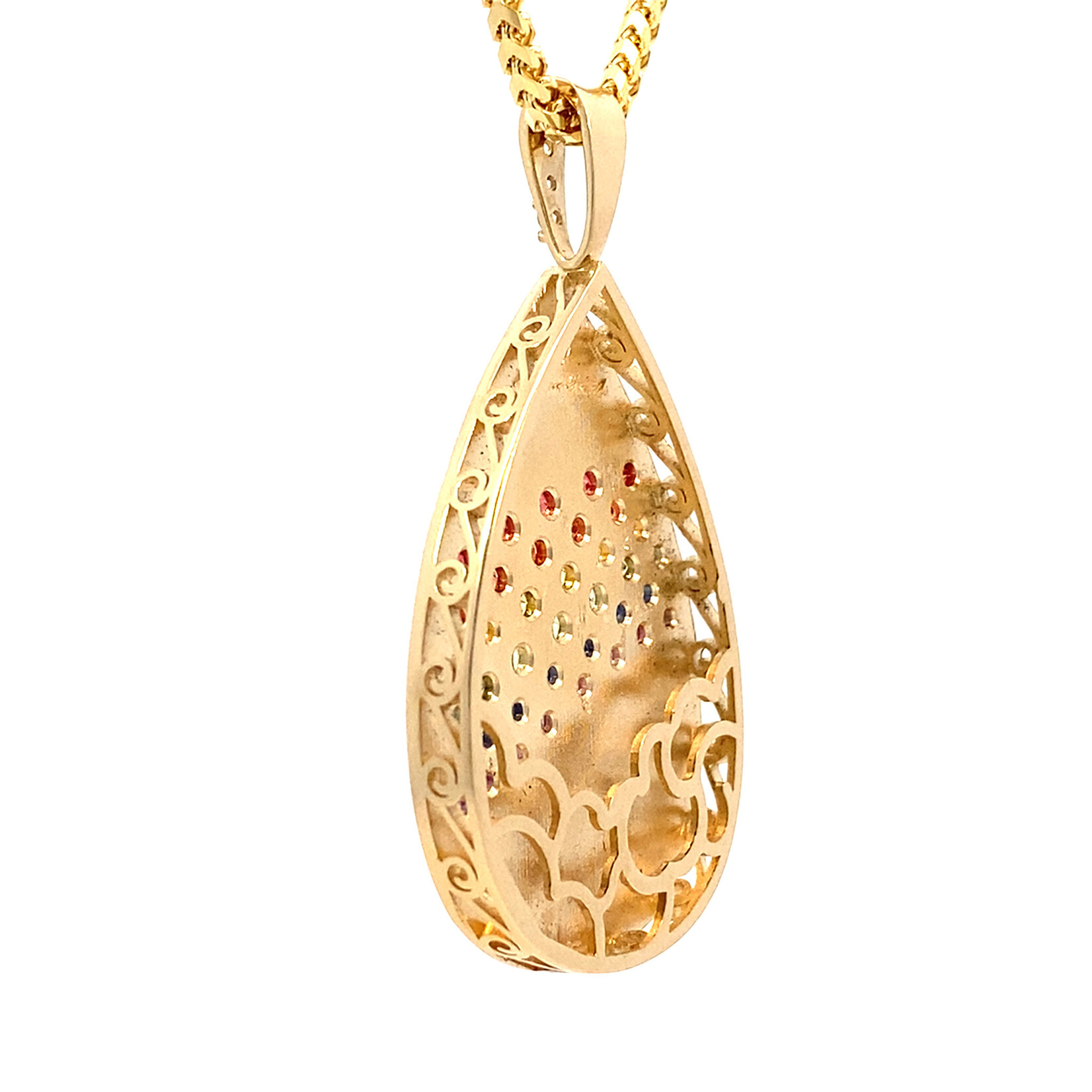 14K Yellow Gold Anuenue Multi-Color Sapphire Pendant with Diamond bail S1.71ctw D.05ctw