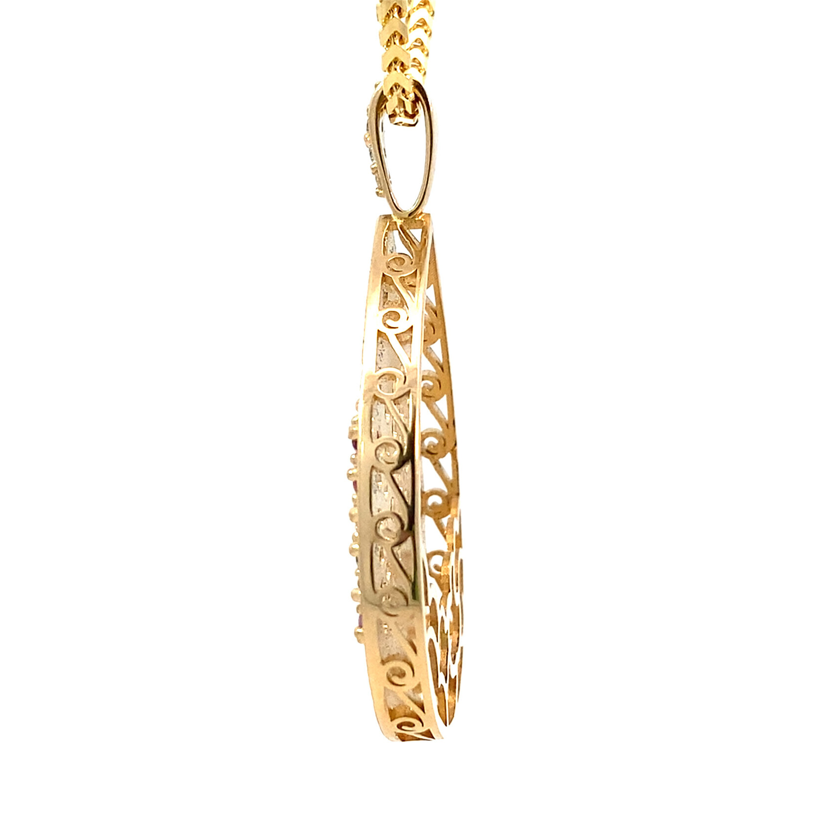 14K Yellow Gold Anuenue Multi-Color Sapphire Pendant with Diamond bail S1.71ctw D.05ctw