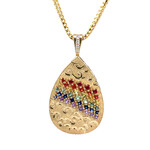 14K Yellow Gold Anuenue Multi-Color Sapphire Pendant with Diamond bail S1.71ctw D.05ctw