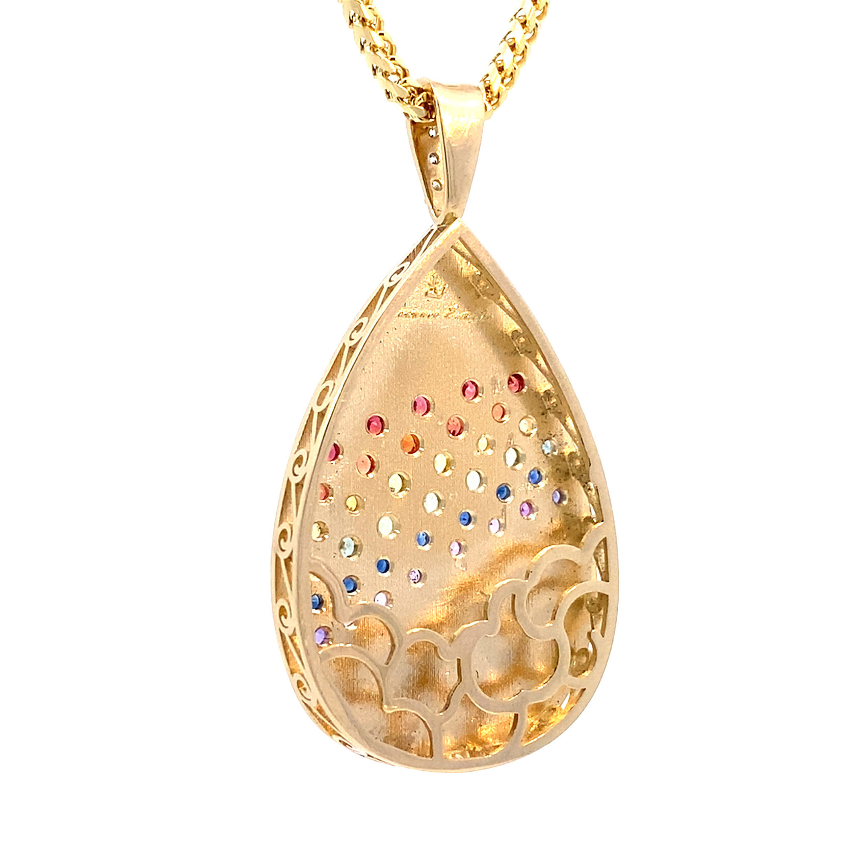 14K Yellow Gold Anuenue Multi-Color Sapphire Pendant with Diamond bail S1.71ctw D.05ctw