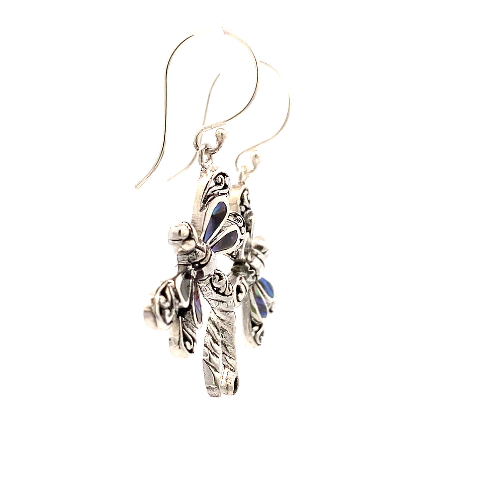 Sterling Silver Dragonfly Paua Dangles