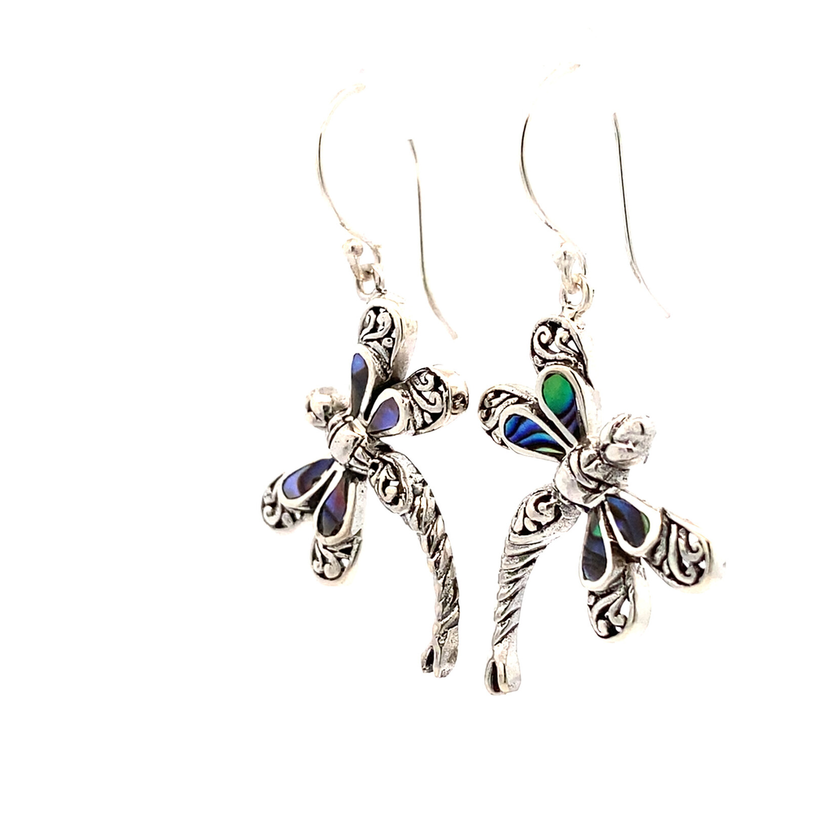 Sterling Silver Dragonfly Paua Dangles
