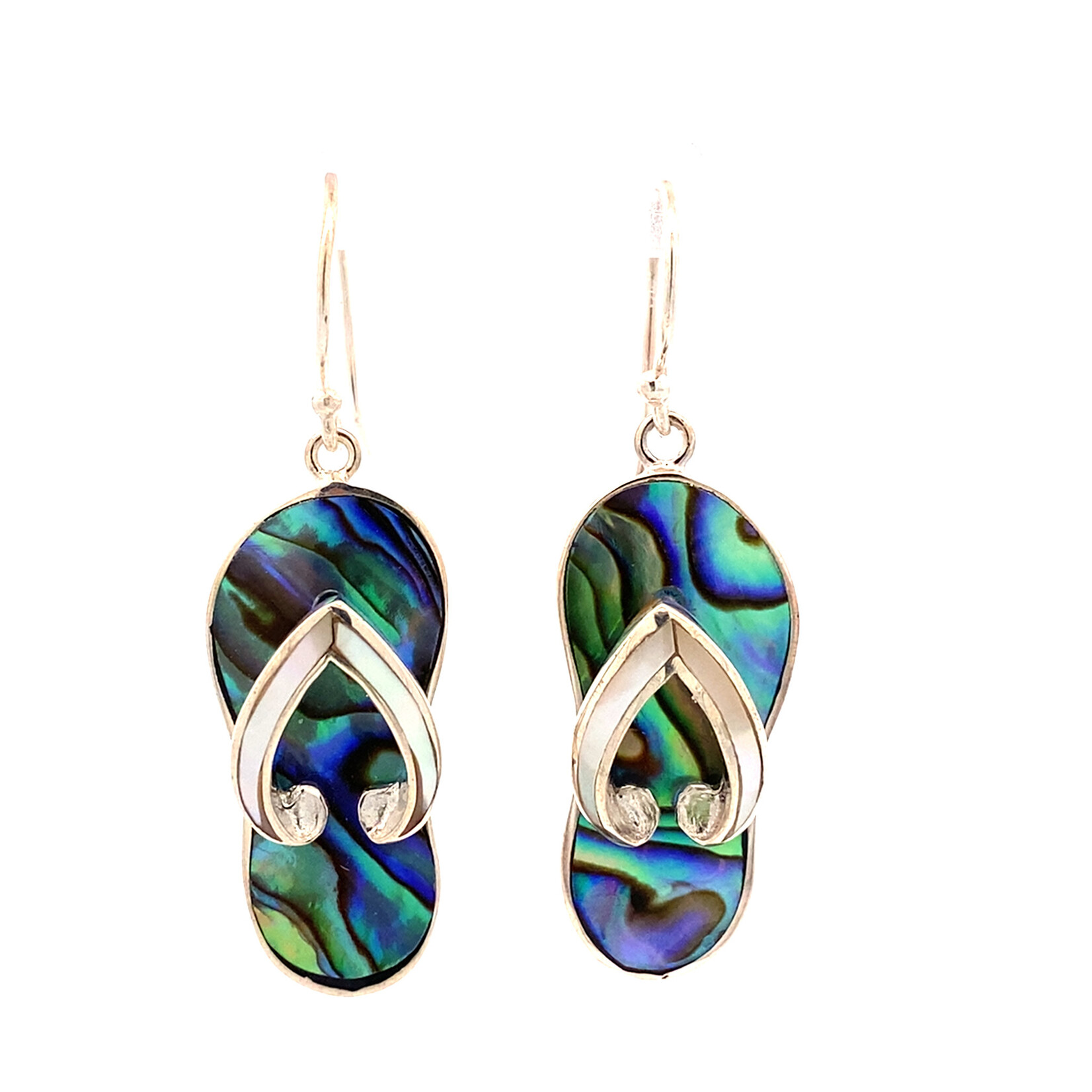 Sterling Silver Paua Slipper with Mother of Pearl Dangles