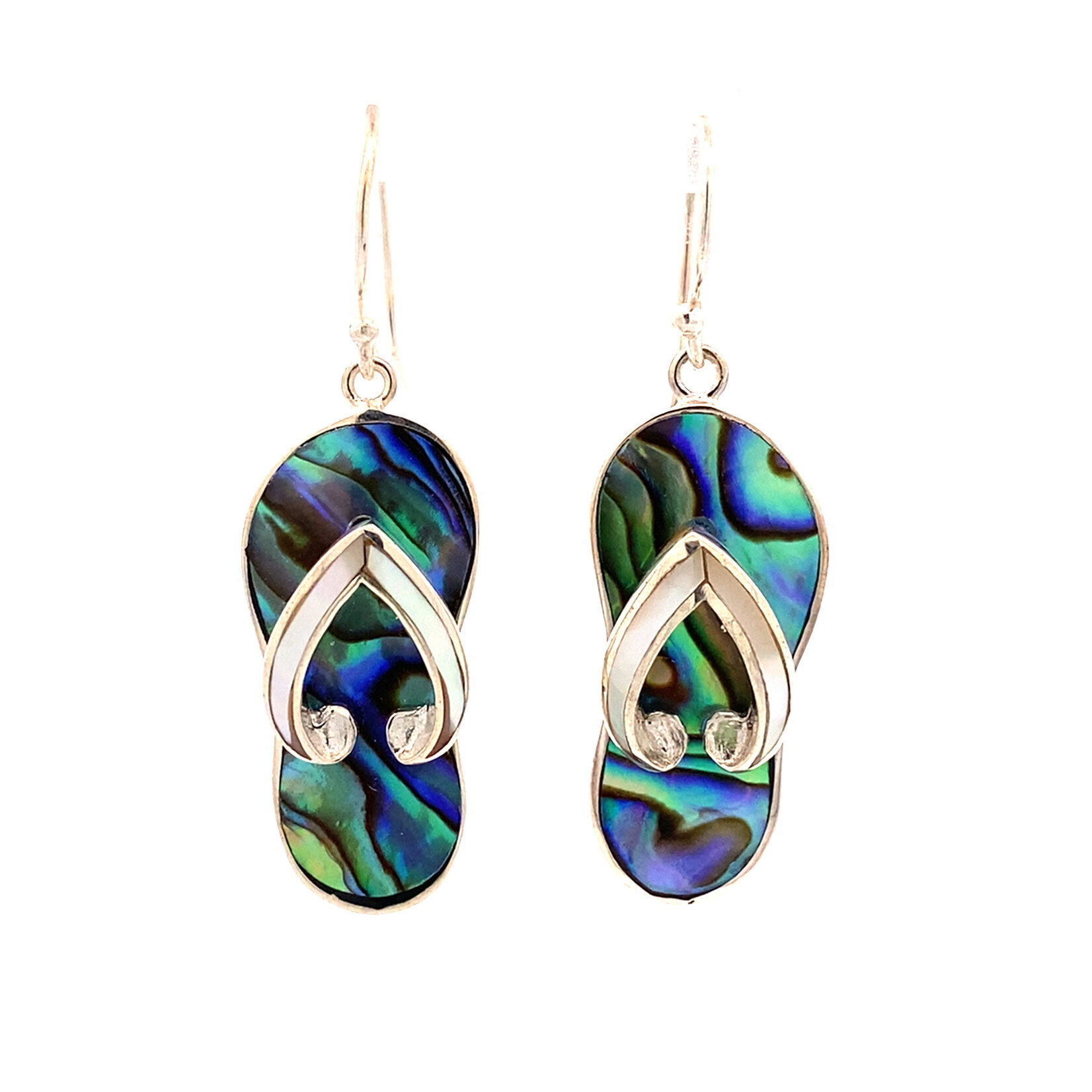 Sterling Silver Paua Slipper with Mother of Pearl Dangles
