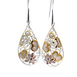 Sterling Silver Pink Lotus Flower Dangles