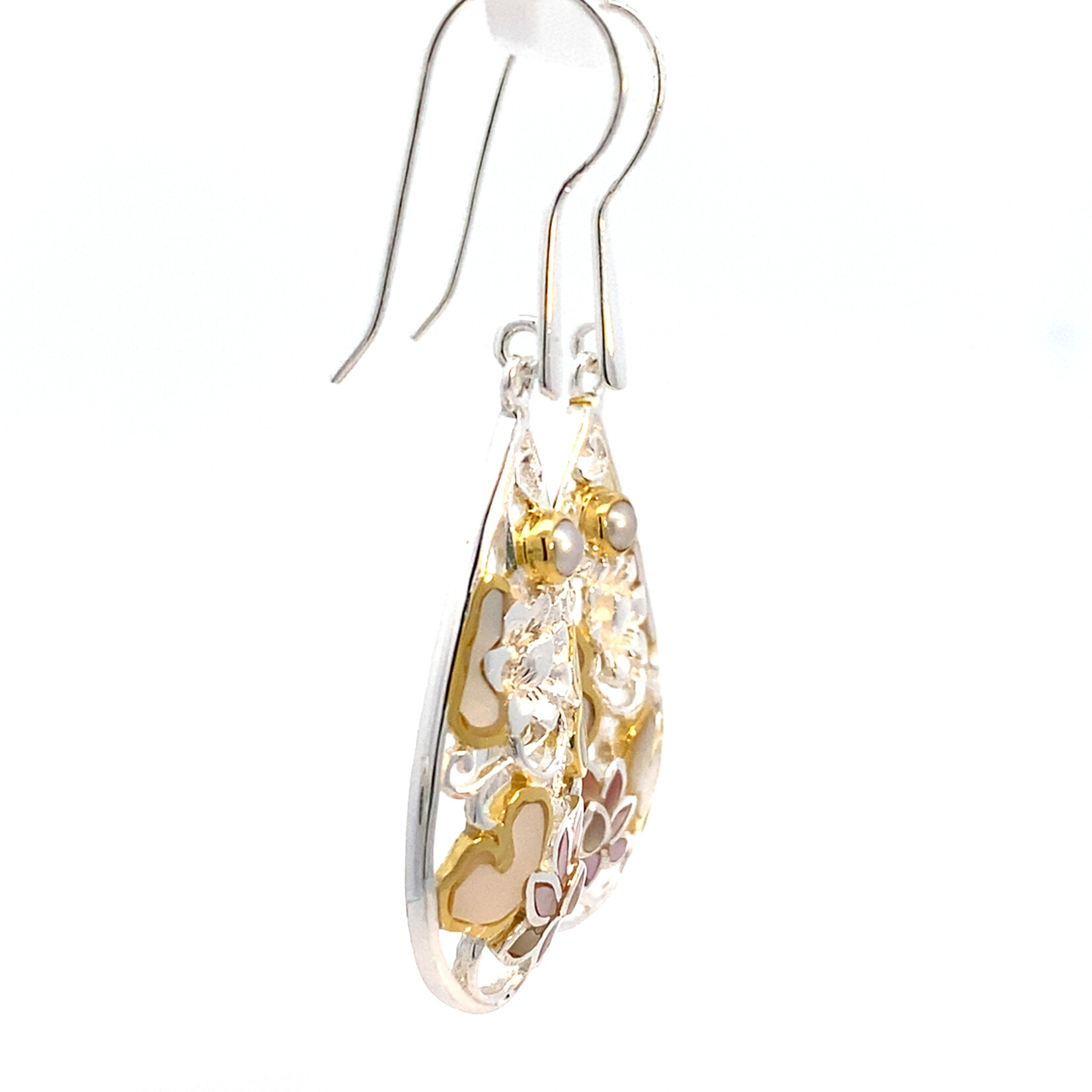 Sterling Silver Pink Lotus Flower Dangles