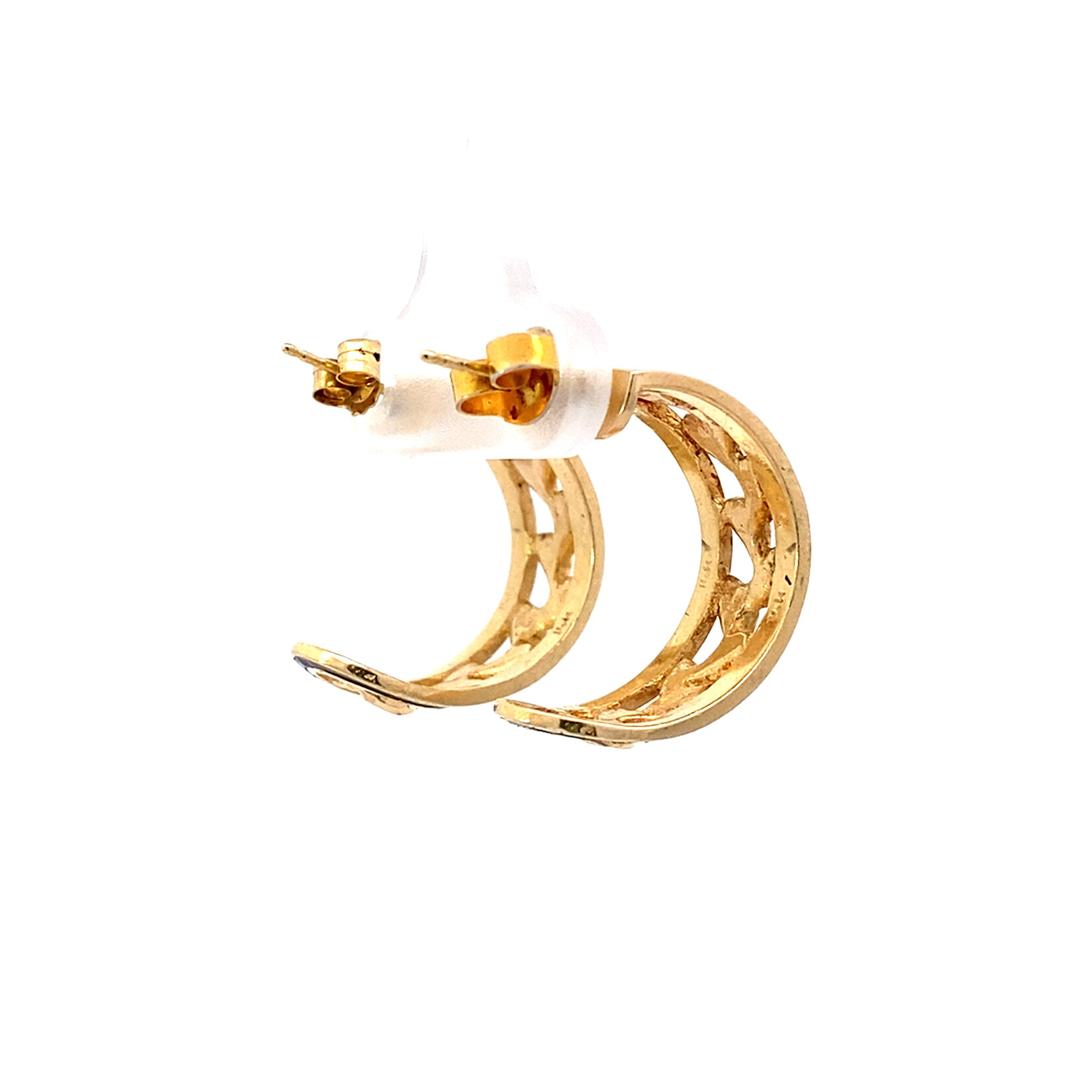 14K Yellow Gold Maile Half Hoop Earrings with Borders