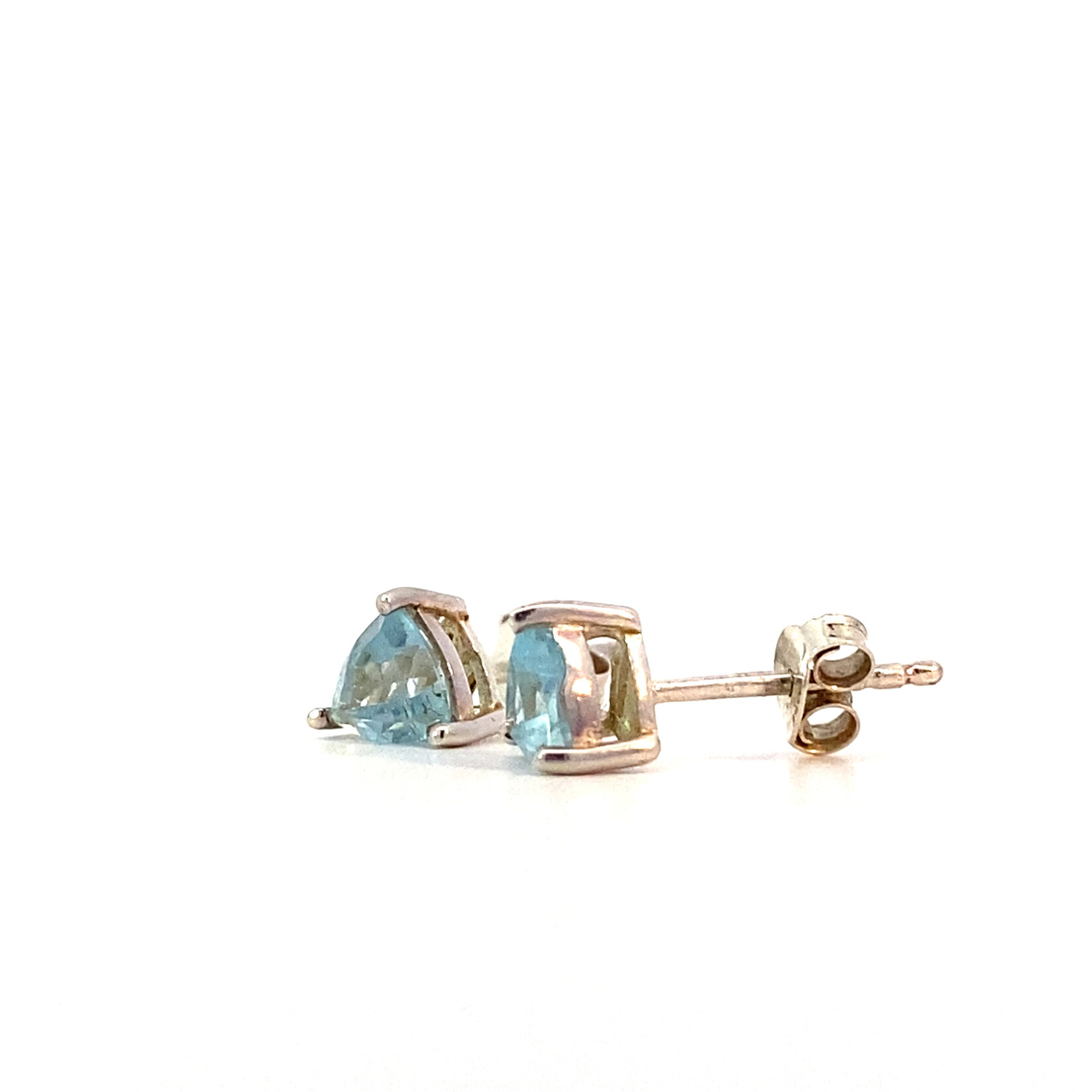 Sterling Silver Trillion Blue Topaz Studs