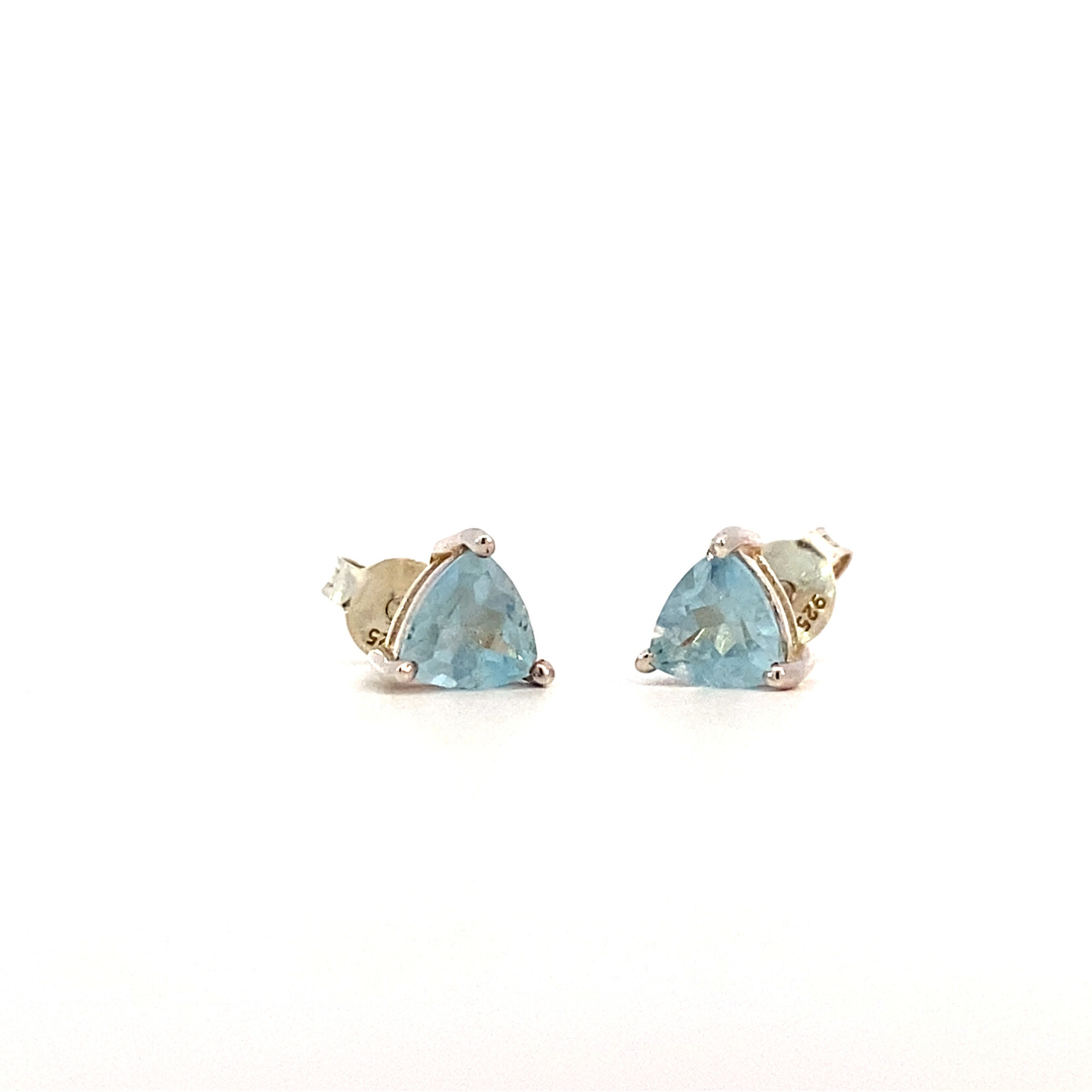 Sterling Silver Trillion Blue Topaz Studs