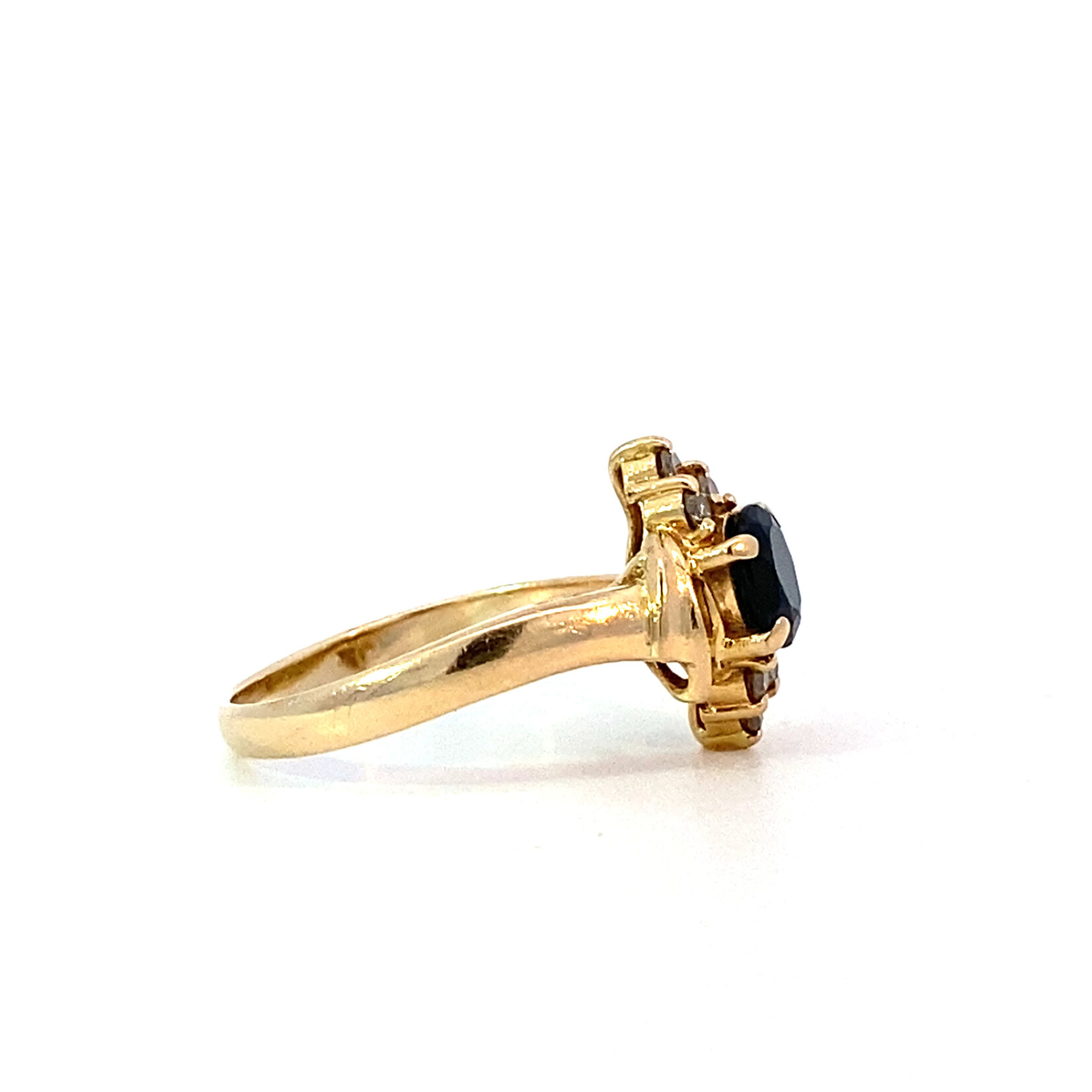 14K Yellow Gold Sapphire and Diamond Ring size 6.5 D+/-.18ctw