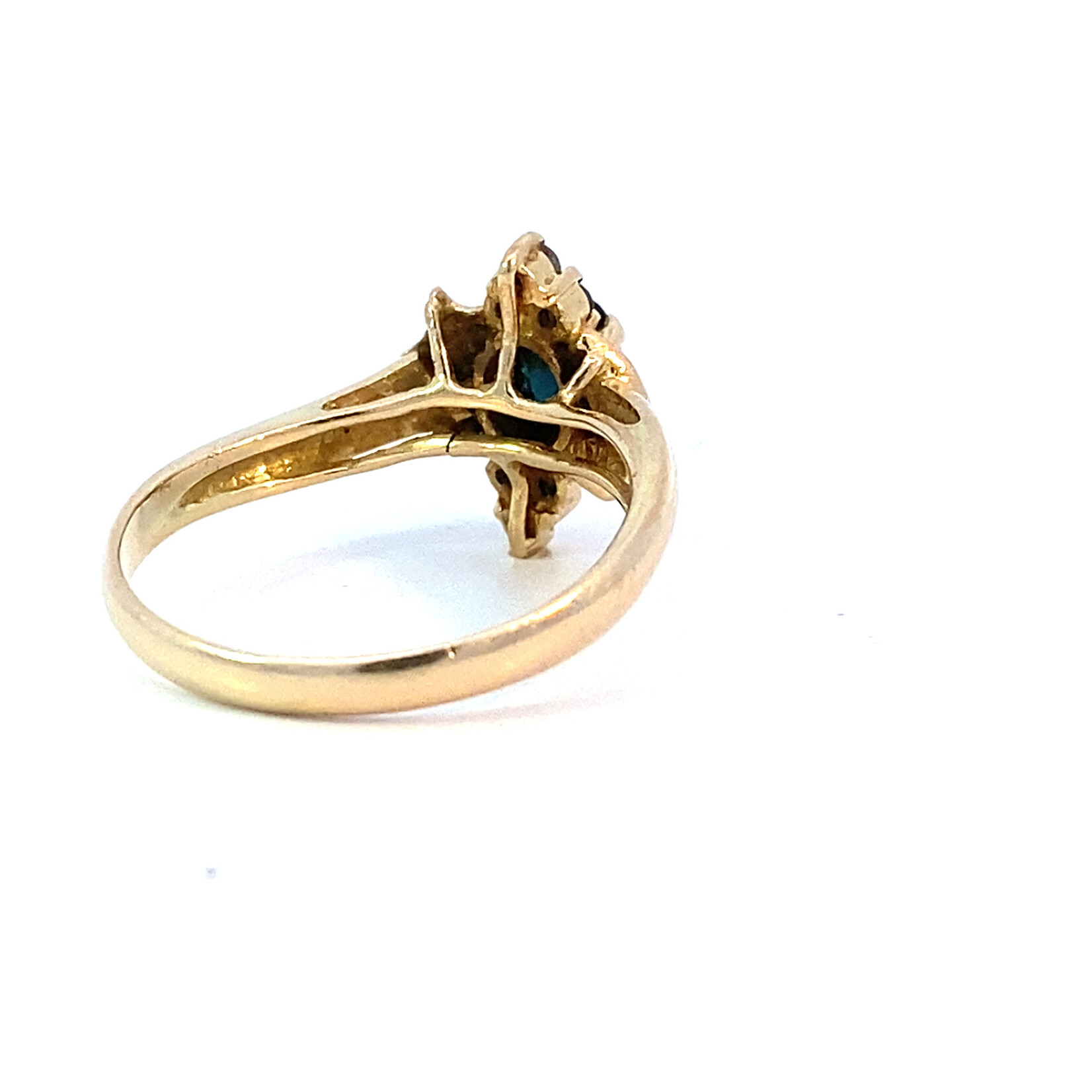 14K Yellow Gold Sapphire and Diamond Ring size 6.5 D+/-.18ctw