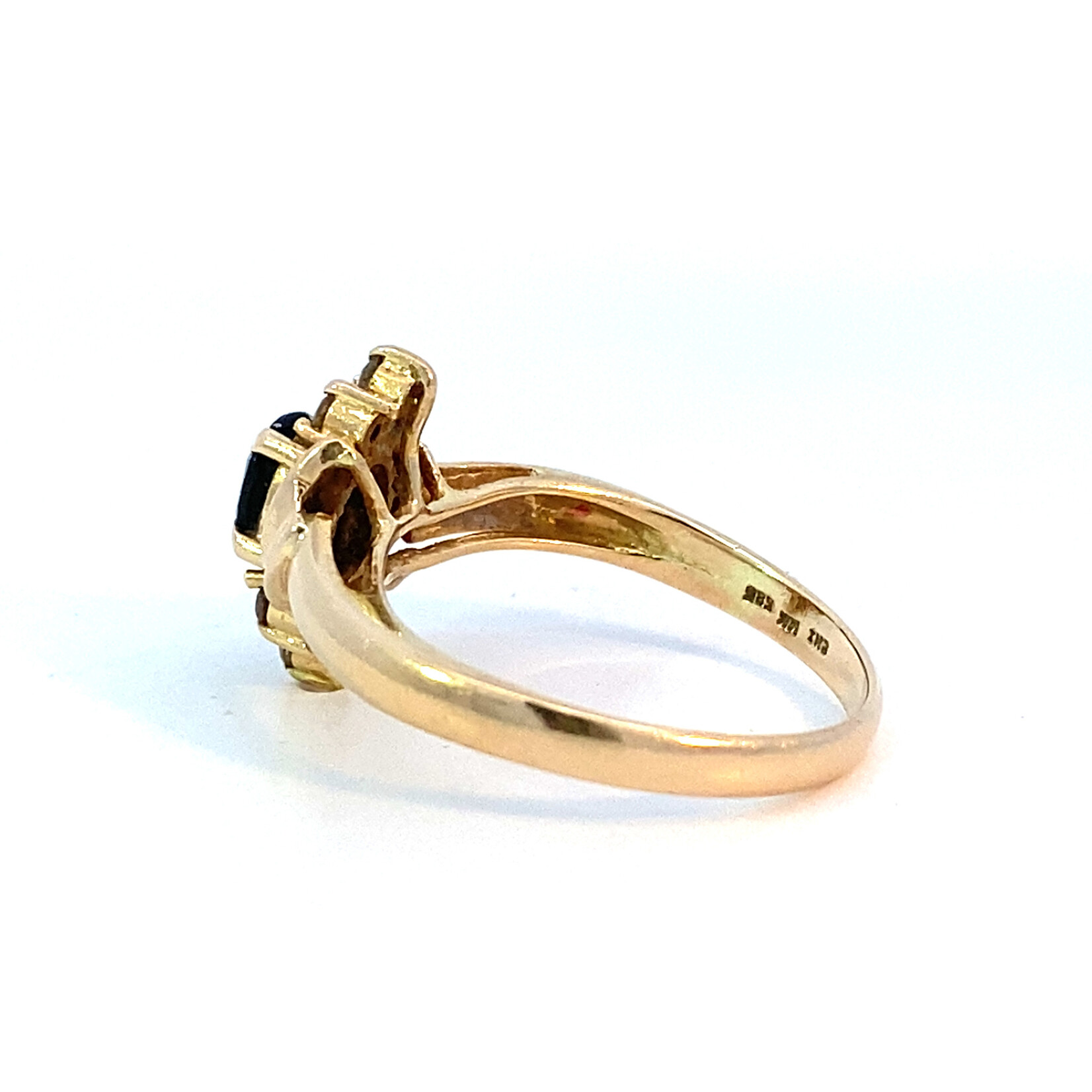 14K Yellow Gold Sapphire and Diamond Ring size 6.5 D+/-.18ctw