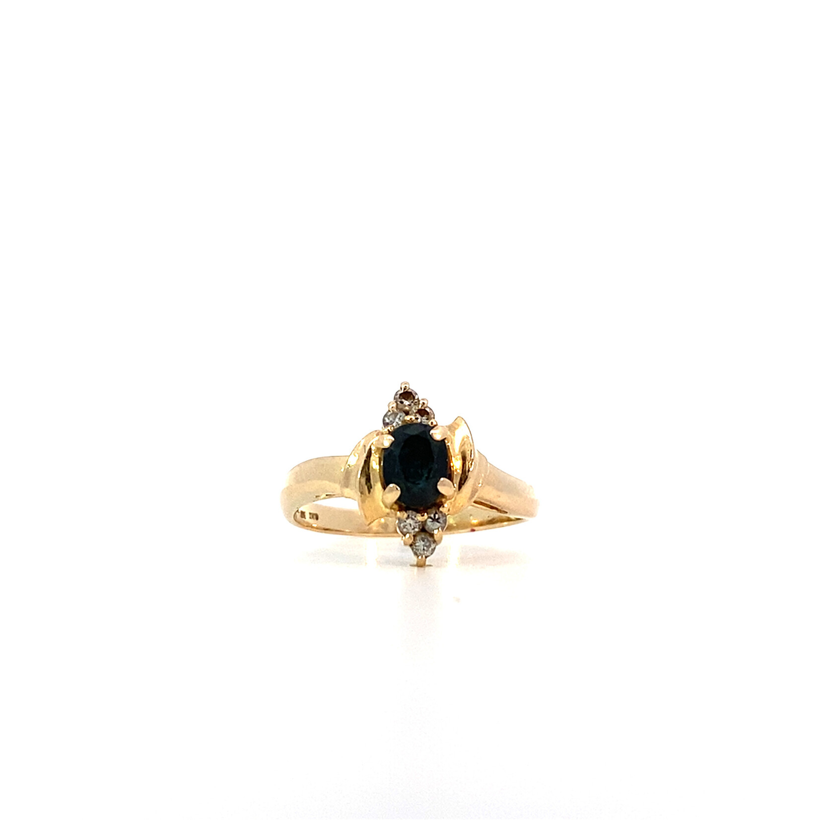 14K Yellow Gold Sapphire and Diamond Ring size 6.5 D+/-.18ctw