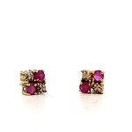 14K Yellow Gold Ruby and Diamond Studs