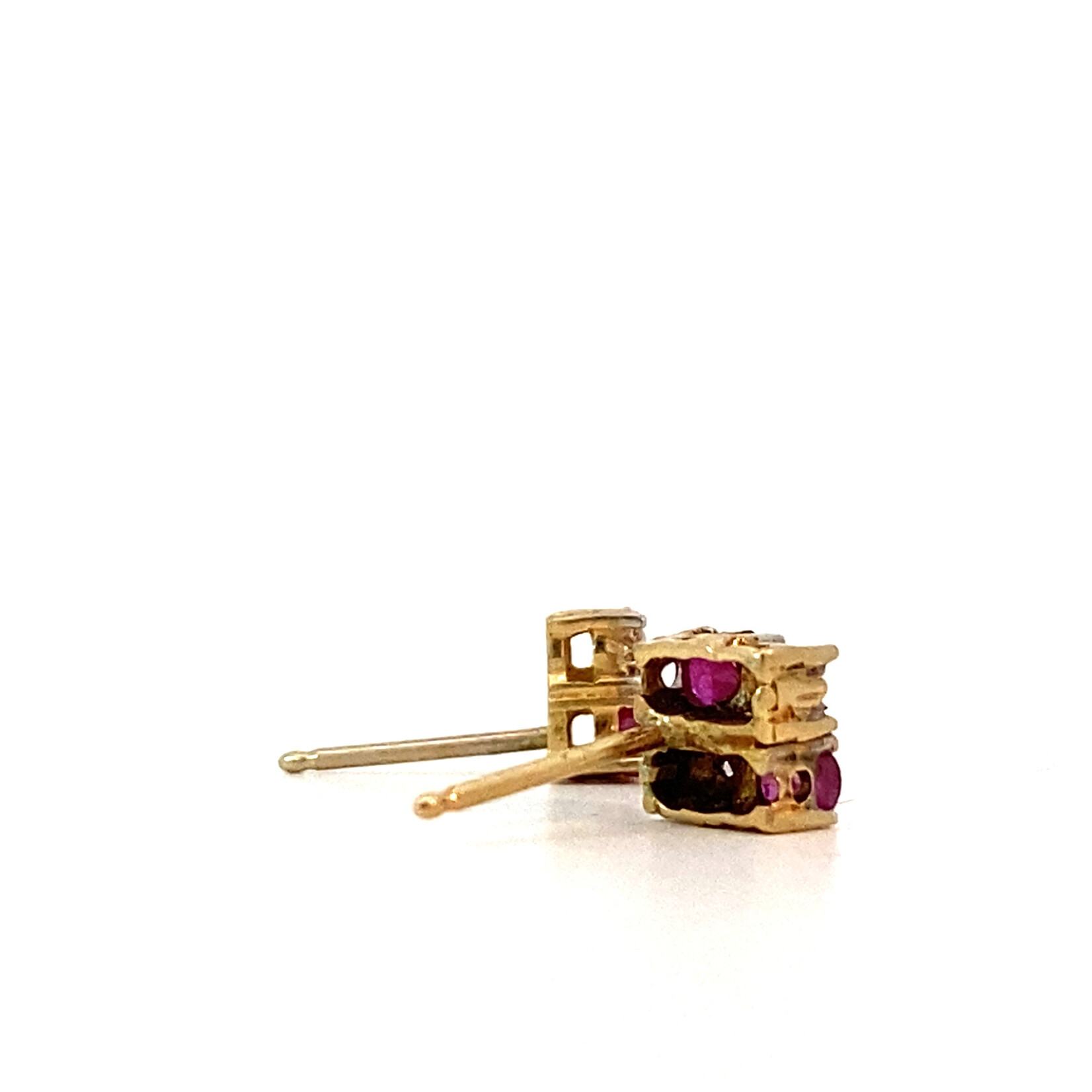 14K Yellow Gold Ruby and Diamond Studs
