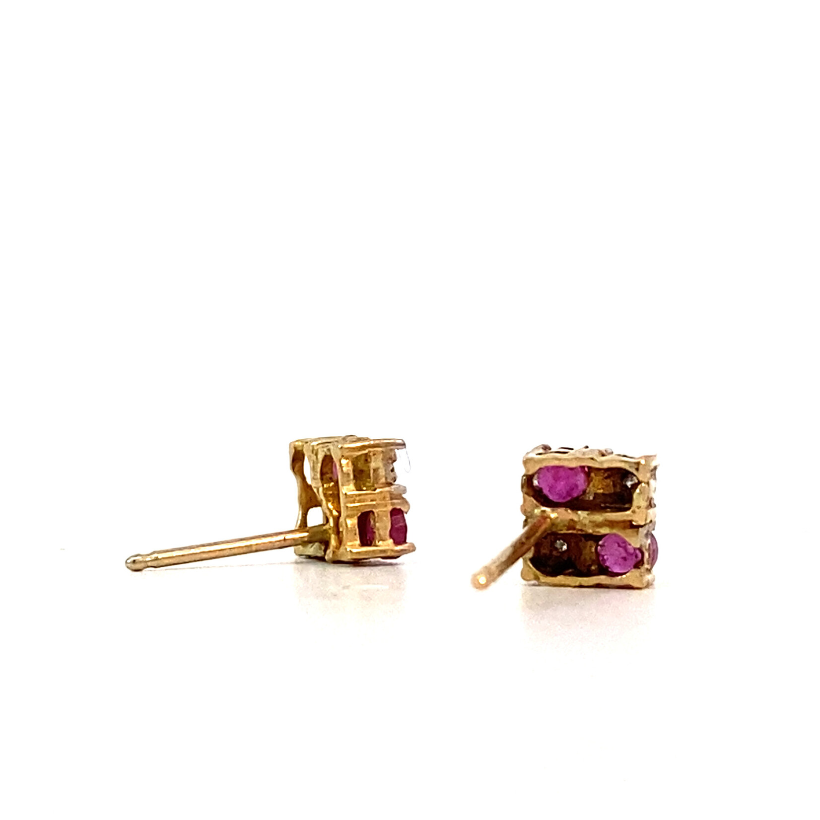 14K Yellow Gold Ruby and Diamond Studs