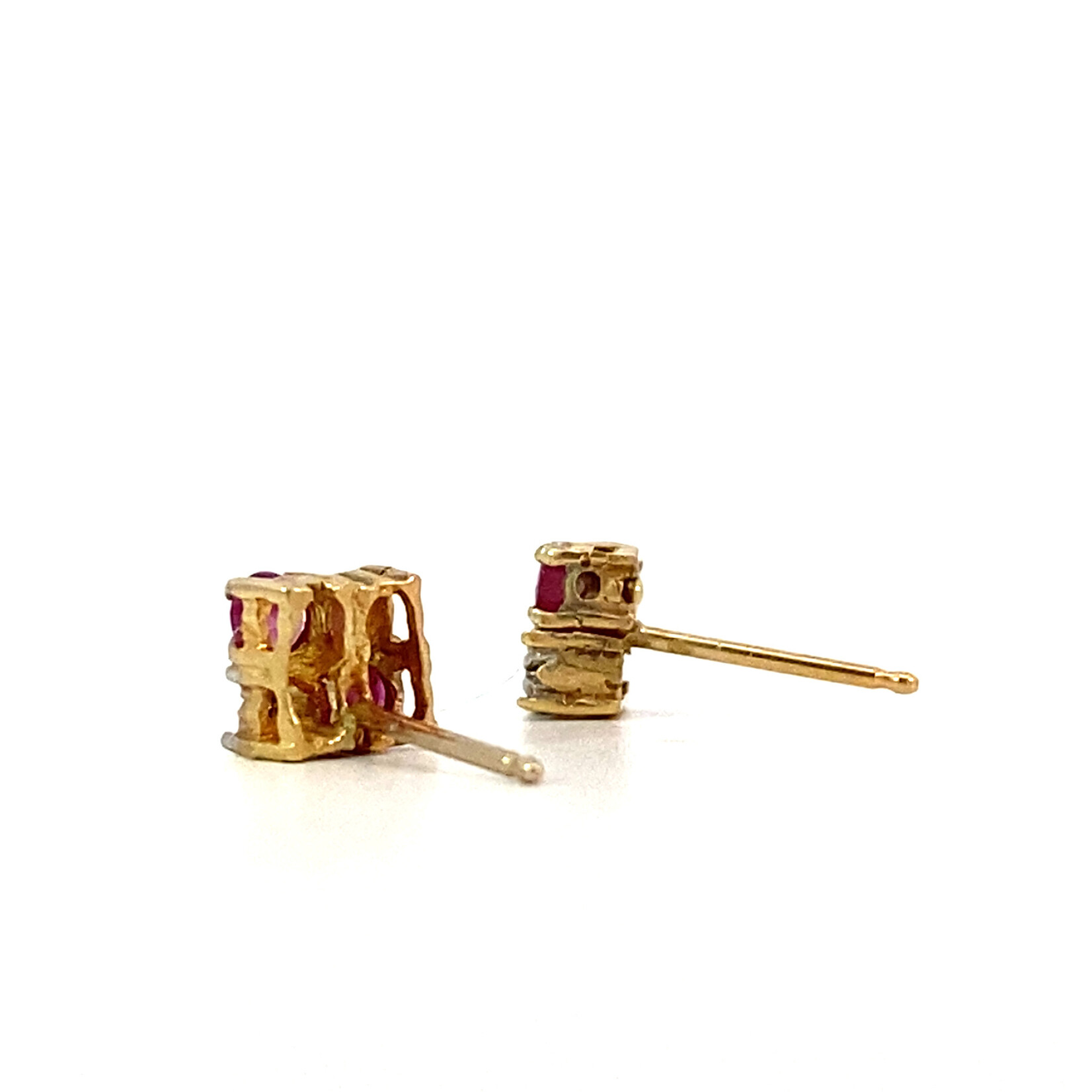 14K Yellow Gold Ruby and Diamond Studs