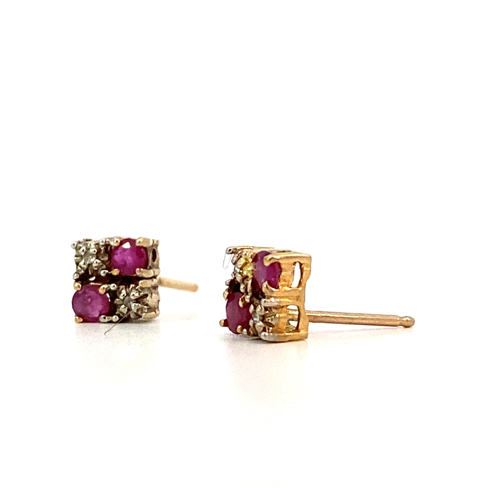 14K Yellow Gold Ruby and Diamond Studs