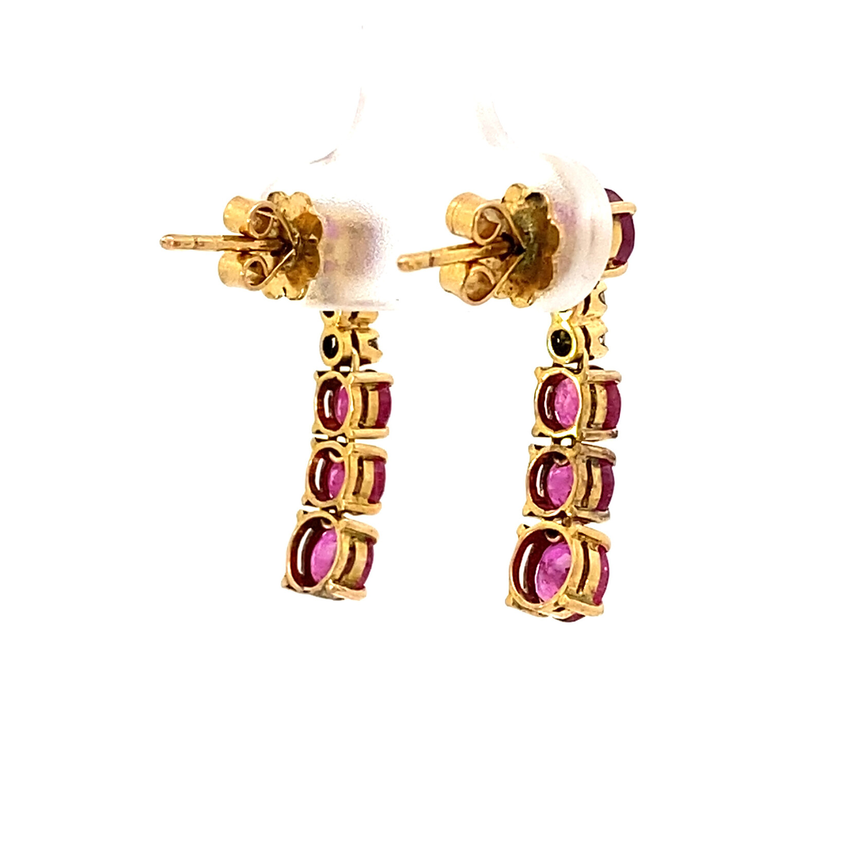 14K Yellow Gold Ruby and Diamond Dangles on post D+/-.20ctw