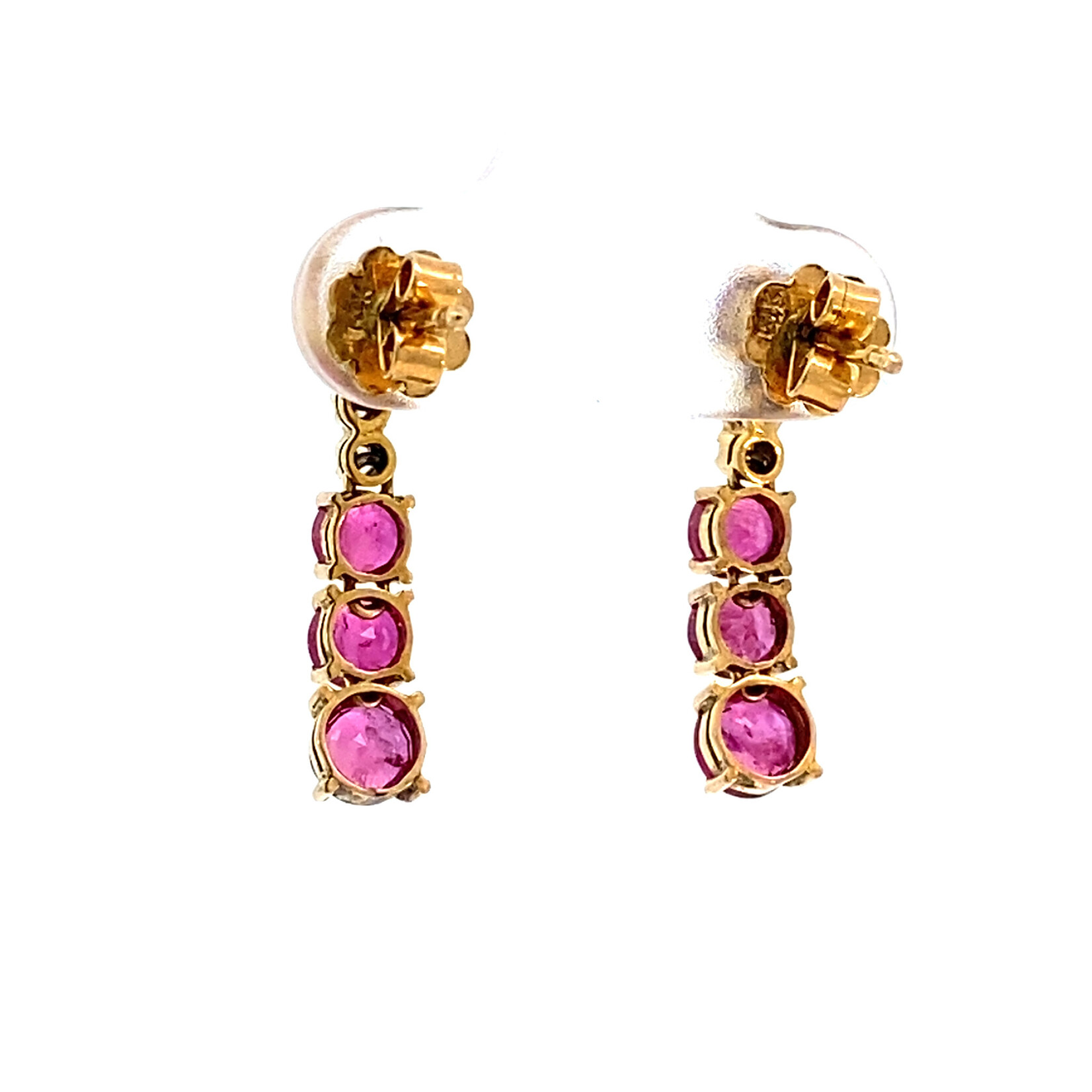 14K Yellow Gold Ruby and Diamond Dangles on post D+/-.20ctw