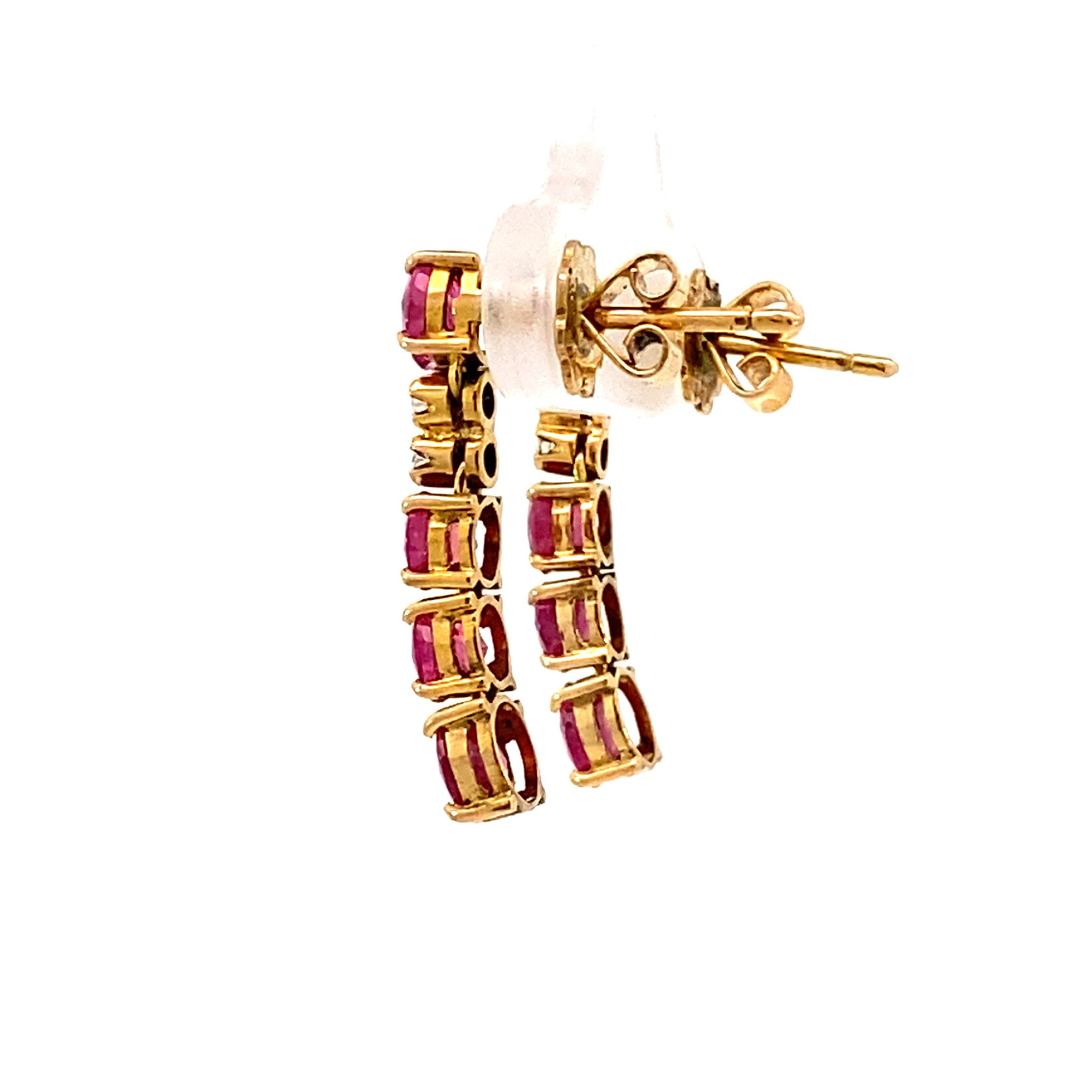 14K Yellow Gold Ruby and Diamond Dangles on post D+/-.20ctw