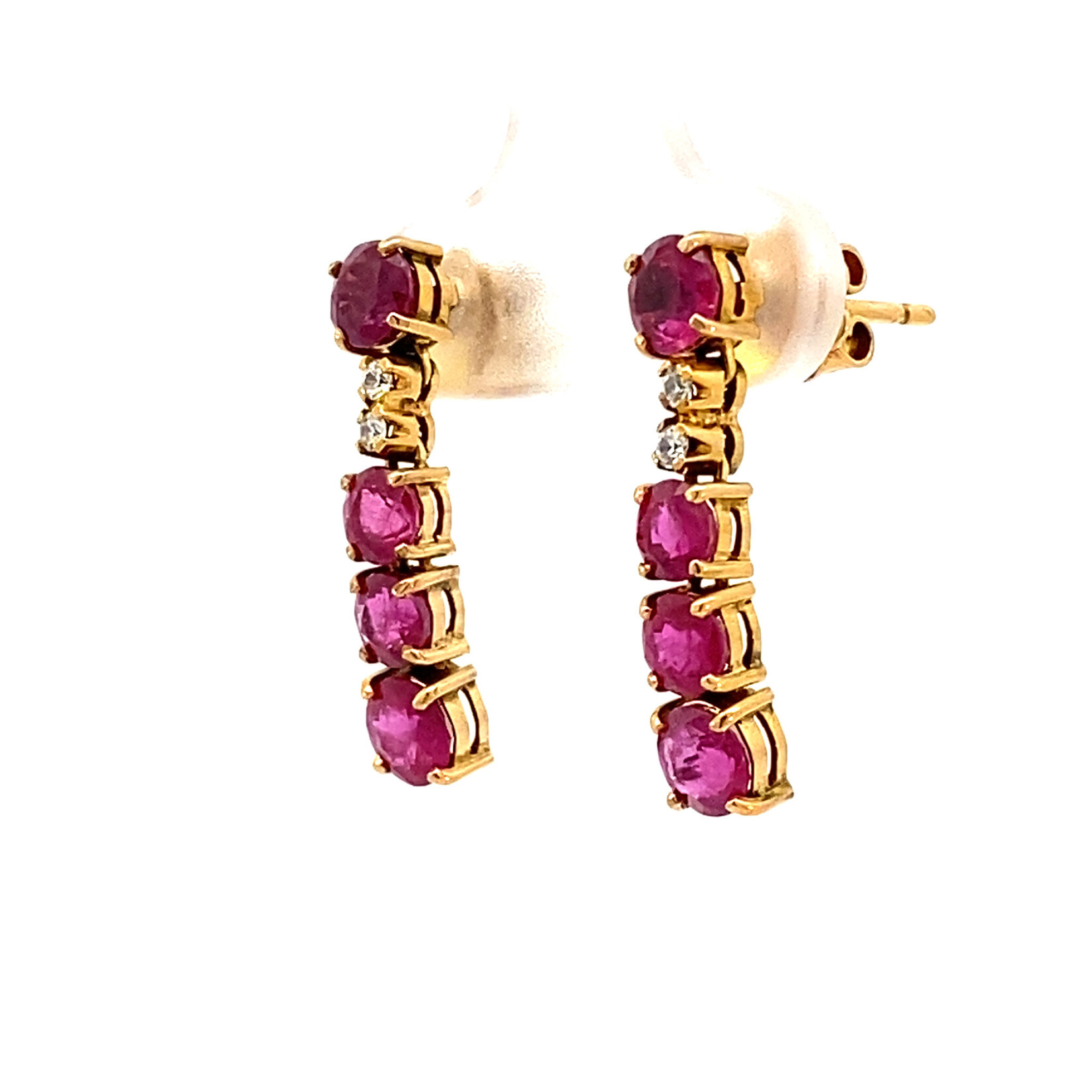 14K Yellow Gold Ruby and Diamond Dangles on post D+/-.20ctw