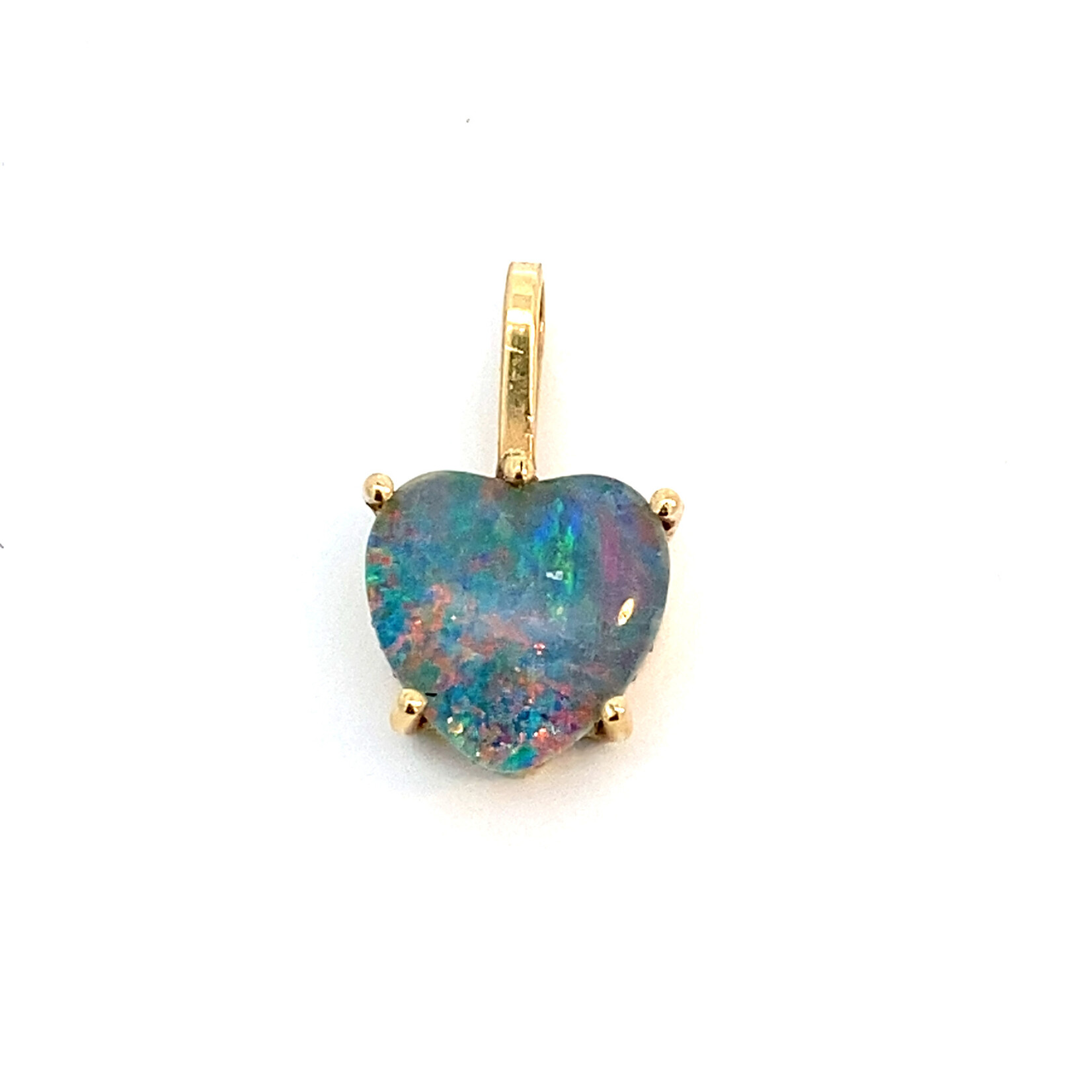 10K Yellow Gold Opal Doublet Heart Pendant