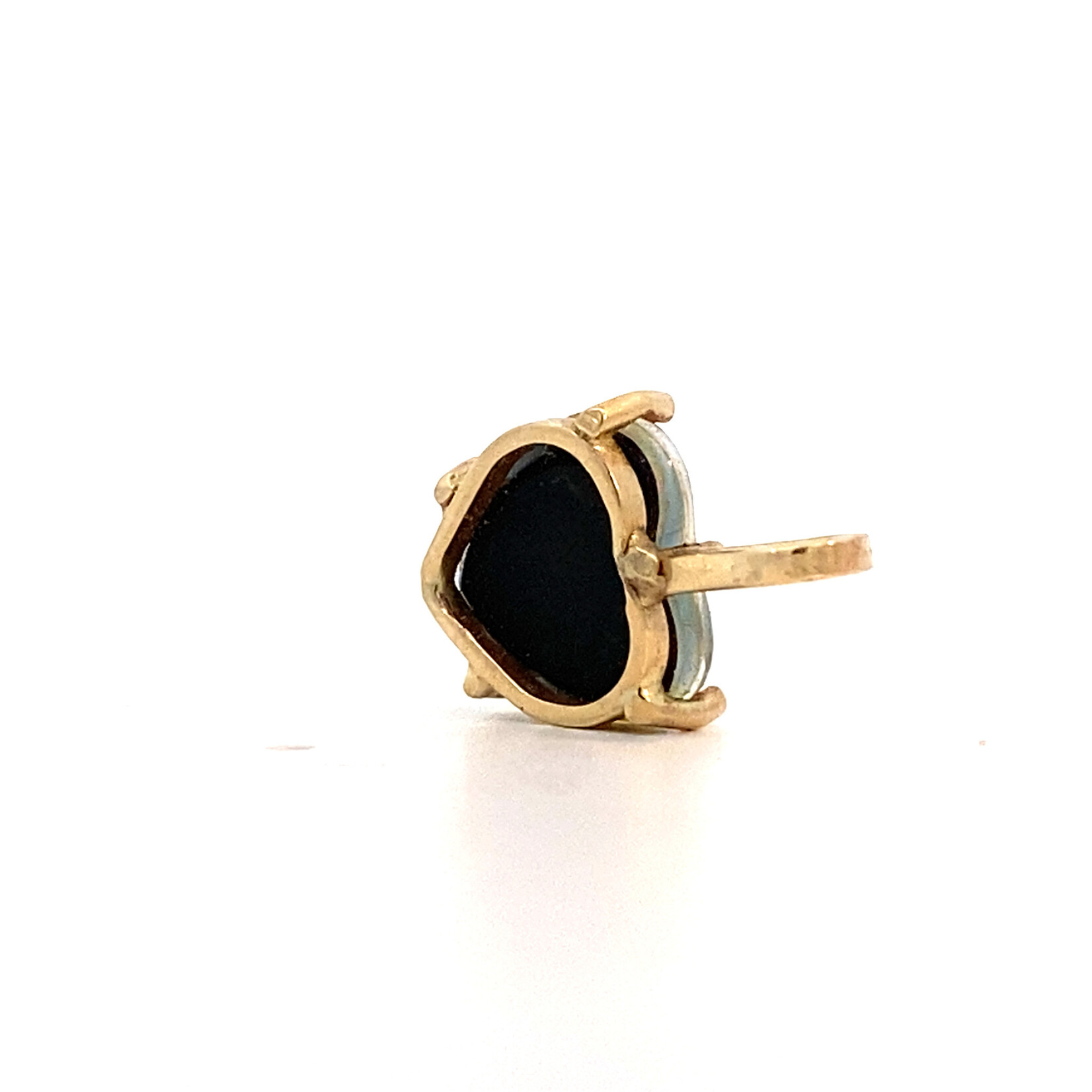 10K Yellow Gold Opal Doublet Heart Pendant