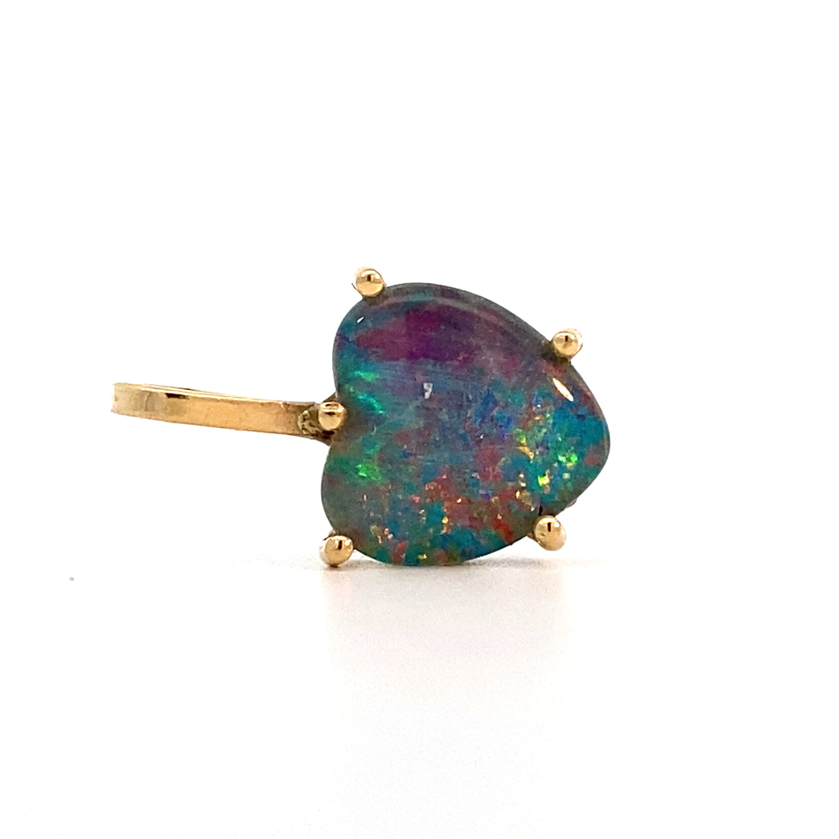 10K Yellow Gold Opal Doublet Heart Pendant