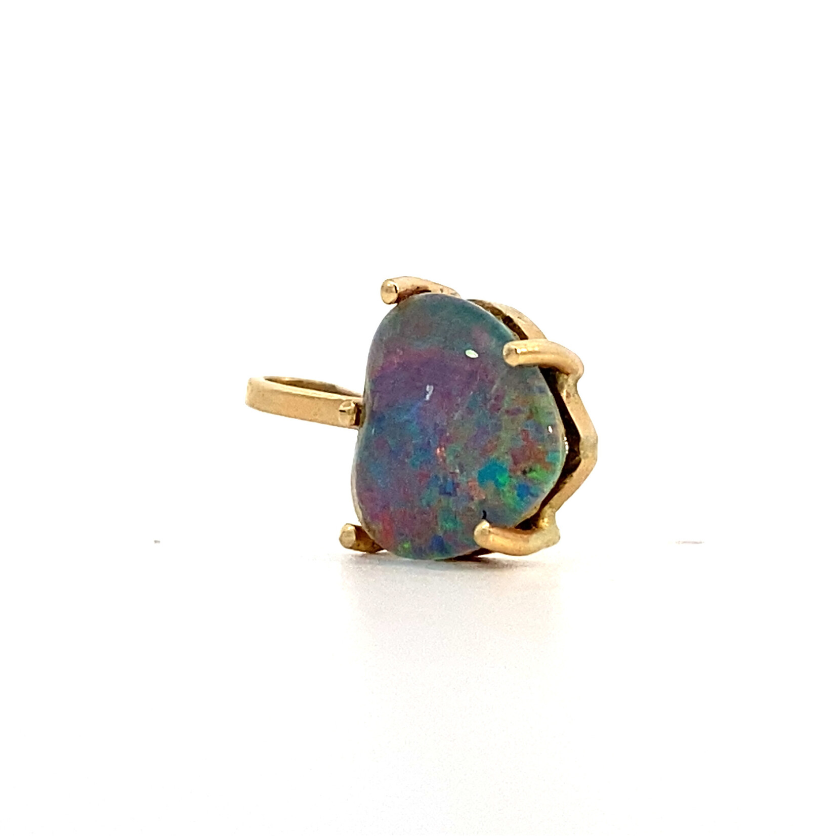 10K Yellow Gold Opal Doublet Heart Pendant