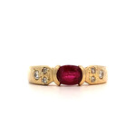 14K Yellow Gold Ruby and Diamond ring size 7.5 D+/-.14ctw