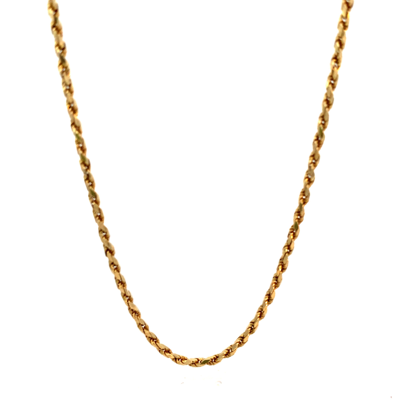14K Yellow Gold 18" 2MM Diamond Cut Rope Chain