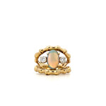14K Yellow Gold Opal & Diamond Bamboo Split Ring size 4.75 D+/-.33ctw