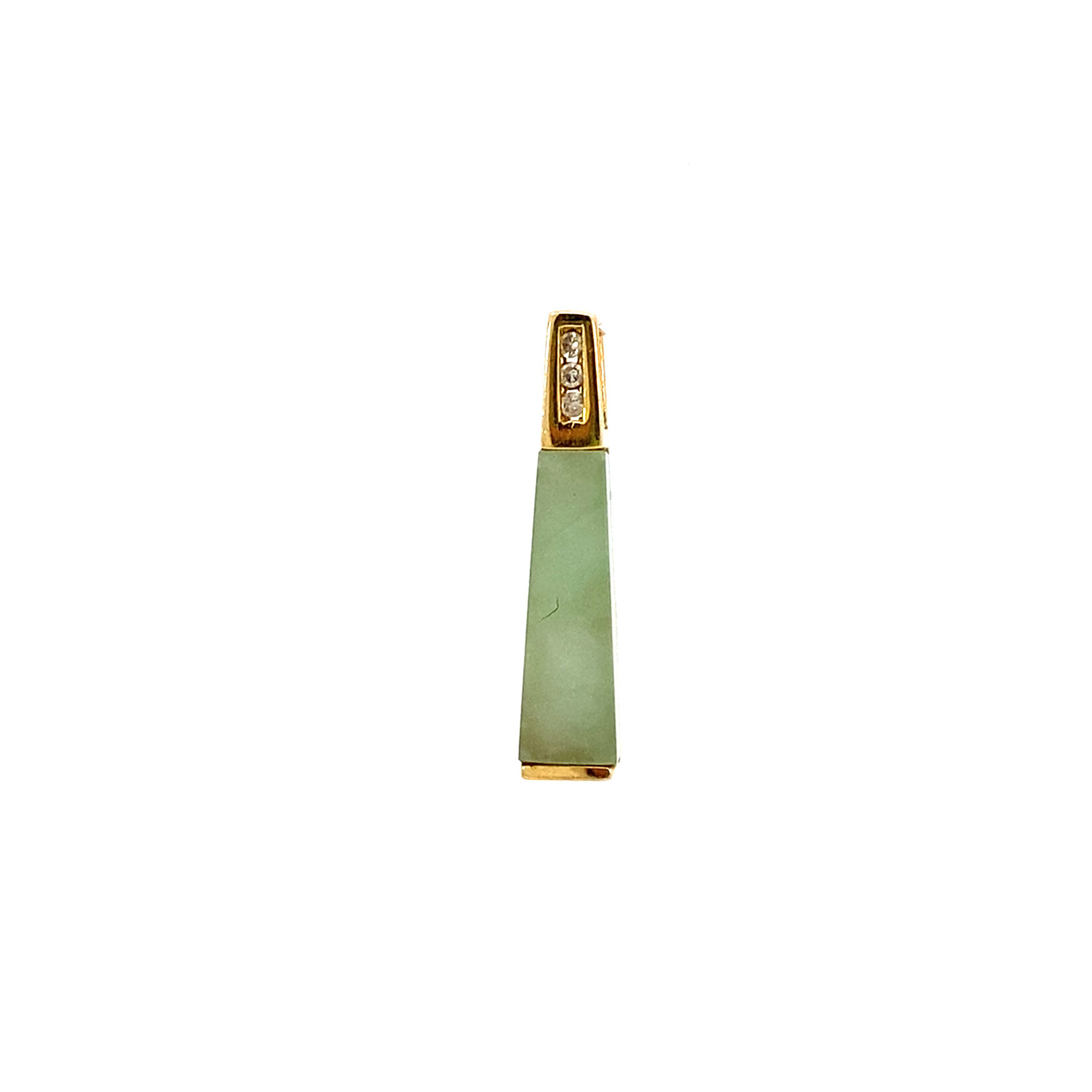 14K Yellow Gold Jade and Diamond Pendant