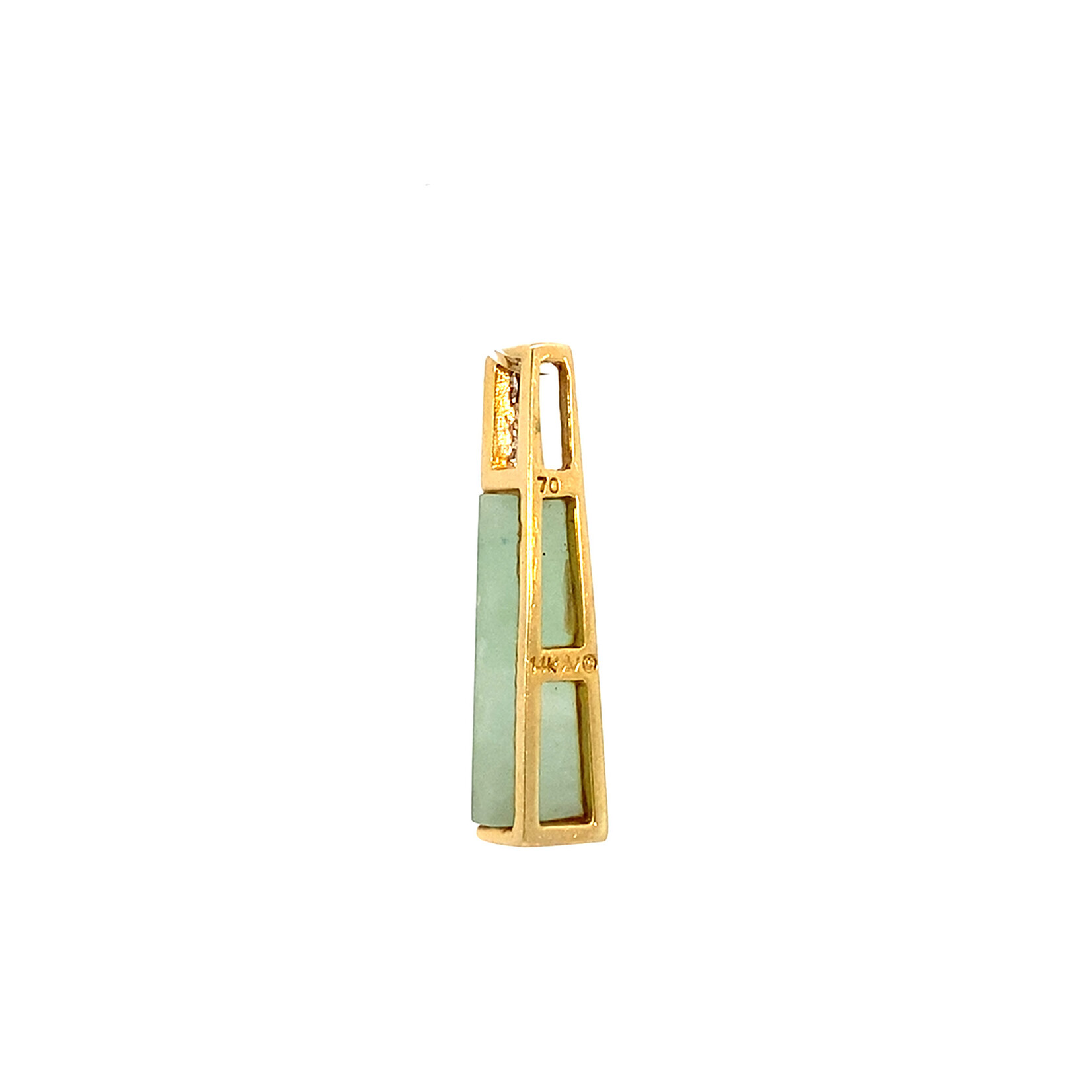 14K Yellow Gold Jade and Diamond Pendant