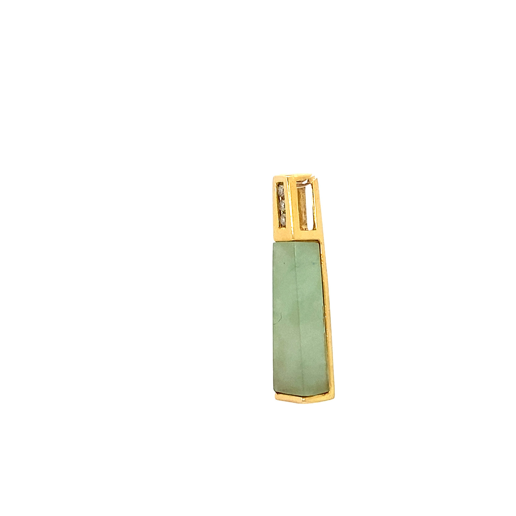 14K Yellow Gold Jade and Diamond Pendant