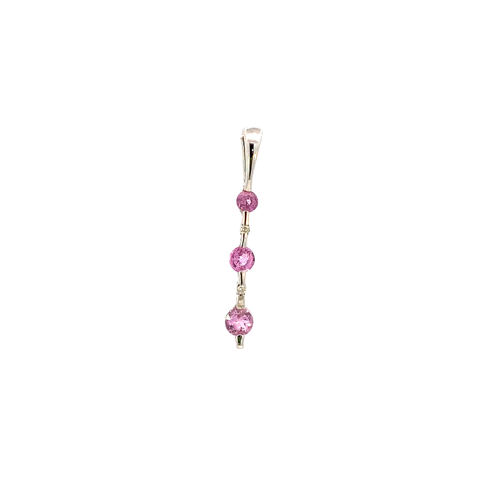 14K White Gold Pink Stone Pendant
