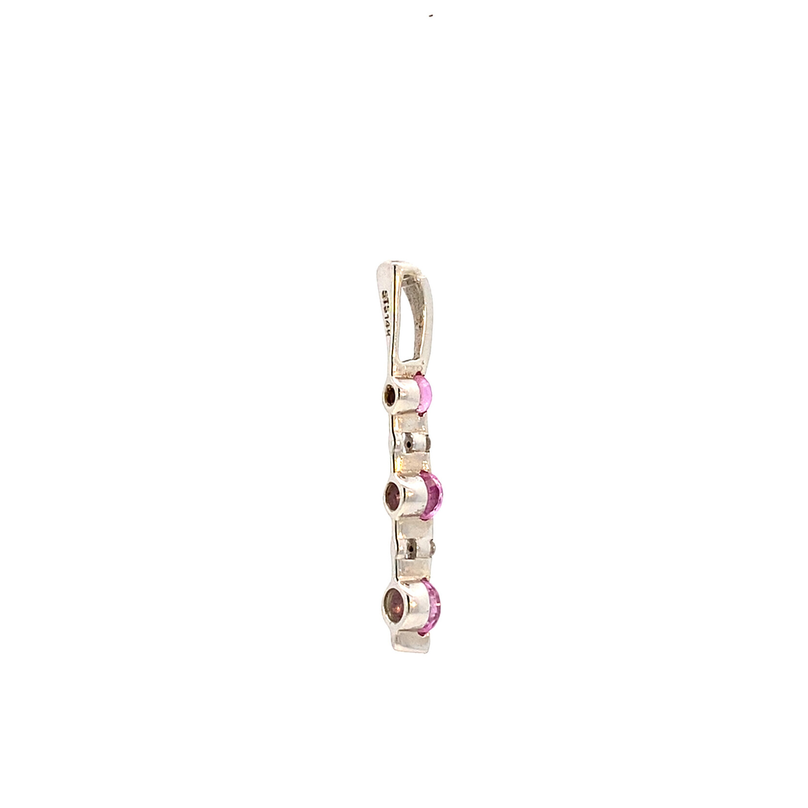 14K White Gold Pink Stone Pendant