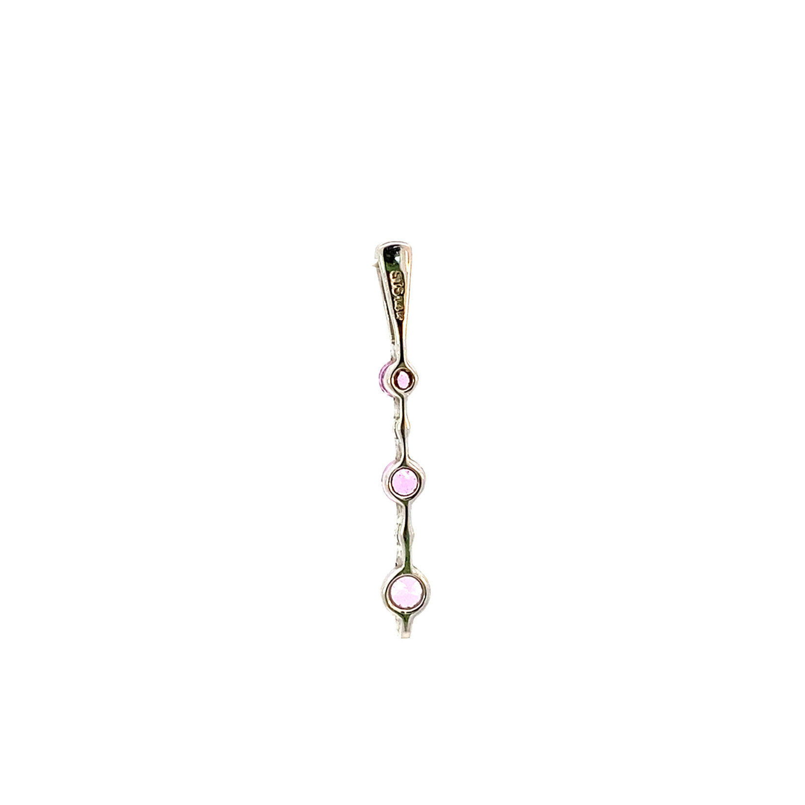 14K White Gold Pink Stone Pendant