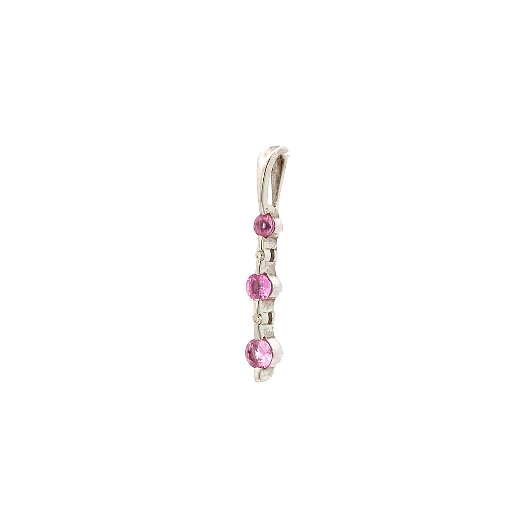 14K White Gold Pink Stone Pendant